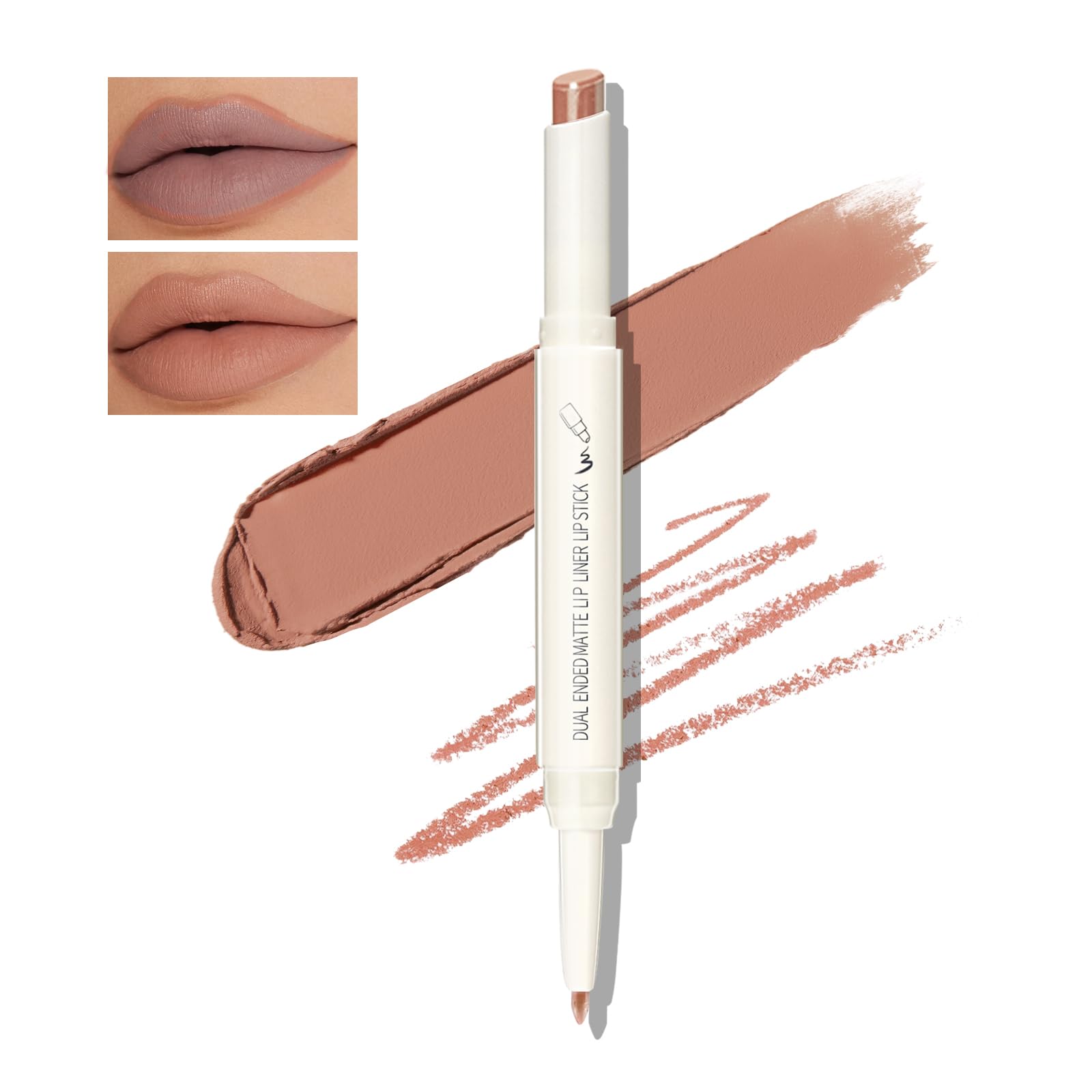 Boobeen Double-ended Lipstick Lip Liner Makeup Velvet Lipgloss Lipstick, Creamy Lip Pencil for Women Matte Long-lasting Matte Sa