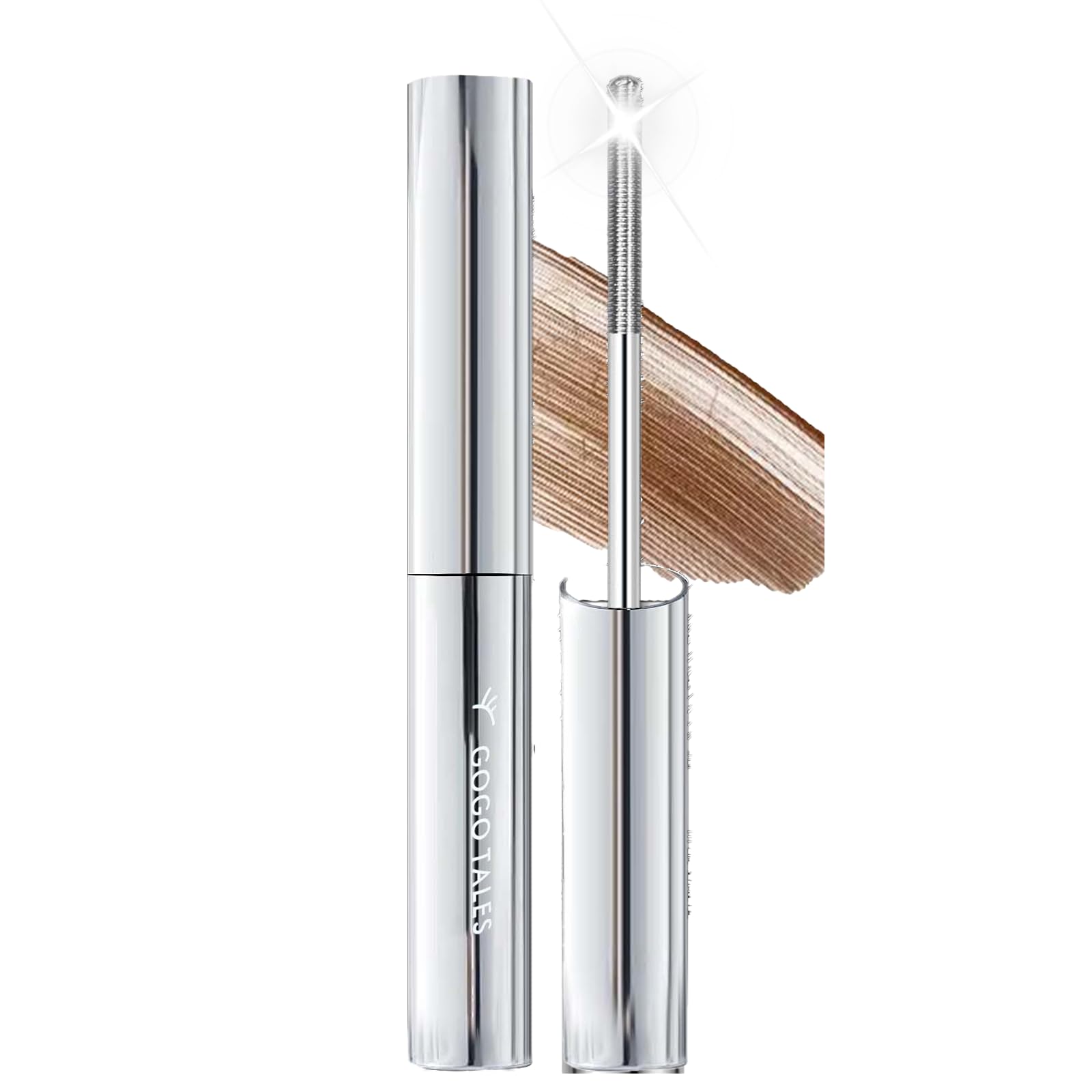 Brown Washable Iron Wand Mascara, Waterproof Metal Wand Mascara, Natural Length Slim Volume Building Mascara, Separate Each Lash