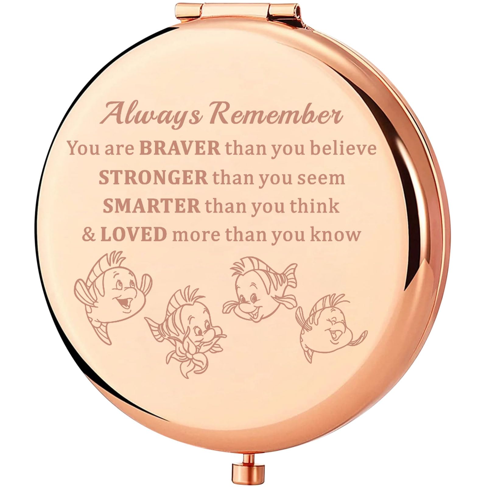 Keychin Mermaid Flounder Pocket Mirror Ariel And Flounder Fans Gifts You Are Braver Stronger Smarter Than You Think Flounder Fan