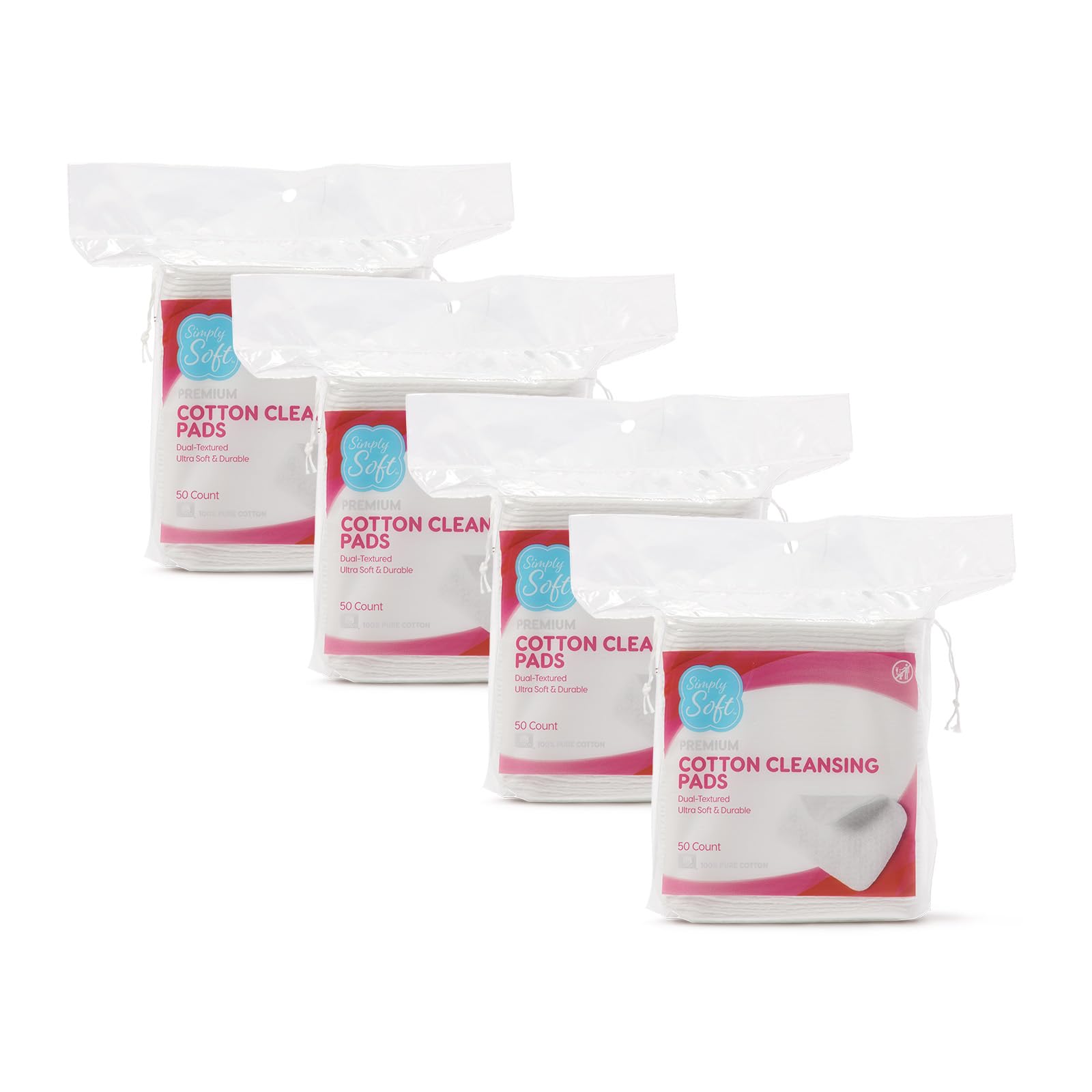 Simply Soft Premium Jumbo Cotton Cleansing Pads, 100% Pure Cotton, Large 3.5 X 4.5 Cotton Pads (200 Count)