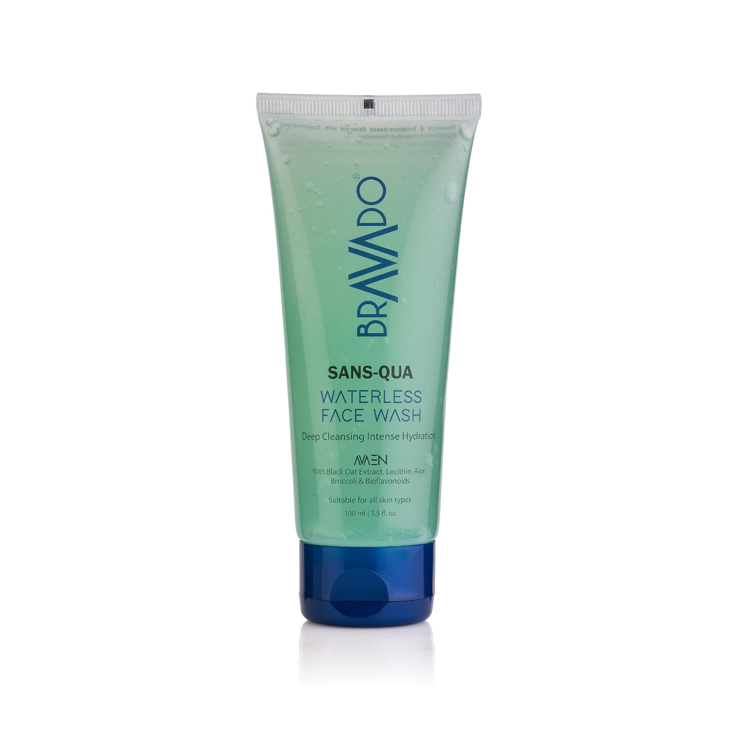Bravado SansQua Waterless Face Wash For Men | No Water Instant Face Cleanser For Oil, Dirt & Pollution Removal | Travel Friendl
