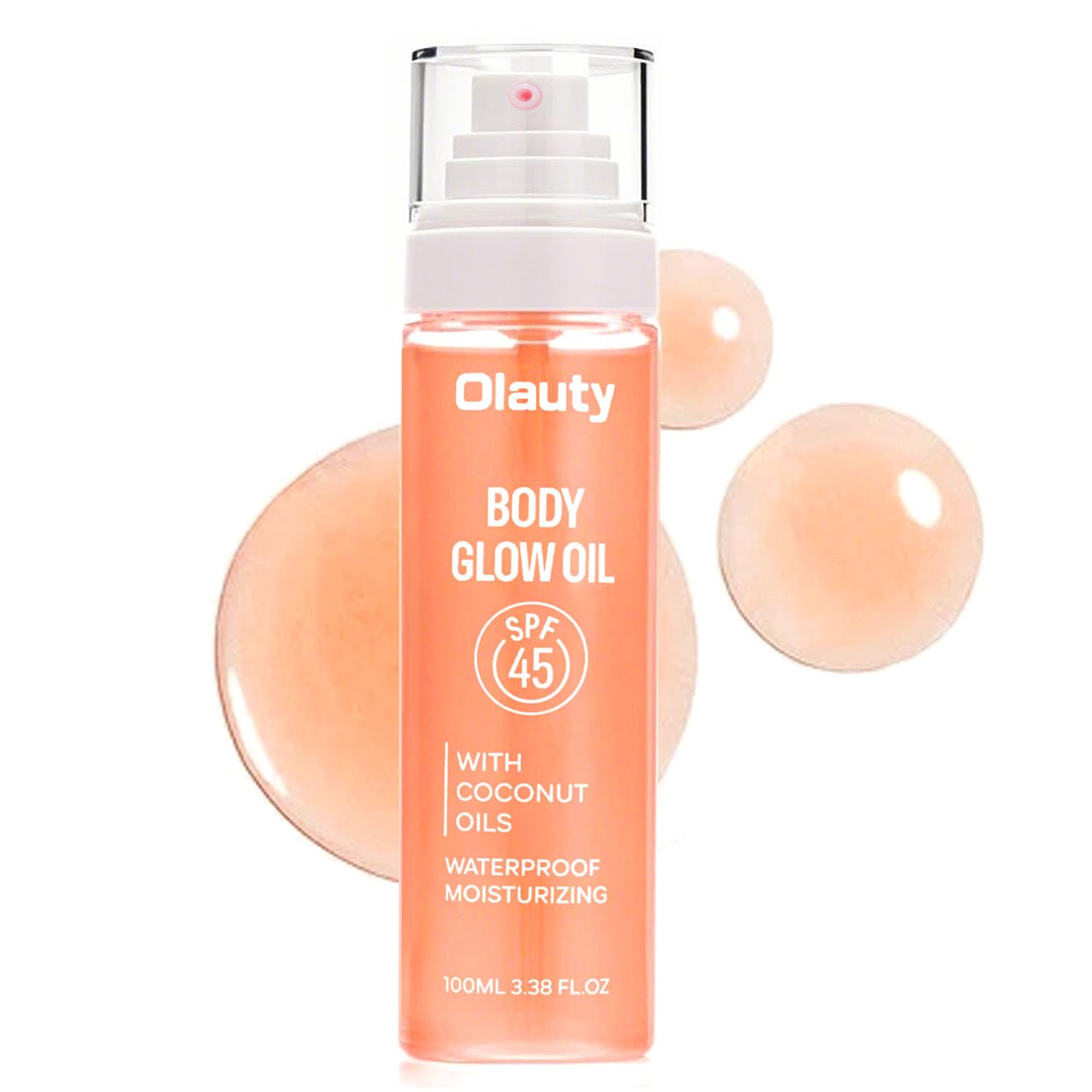 Glow Oil, SPF45 Moisturizing Body Oil Shimmer Sunscreen with Coconut Oil for Dry Skin Nourishing Glowing Skin Care Body Shimmer 