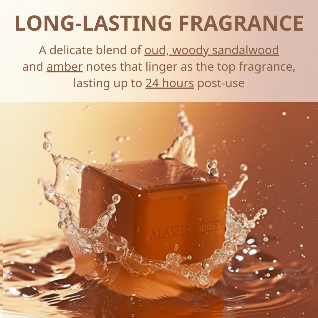 Alaskacube Deo Wood Shower Bath Soap Bar Luxurious Sandalwood Woody Scent Eliminates Body Odor Long Lasting Rich Foam | Body Was