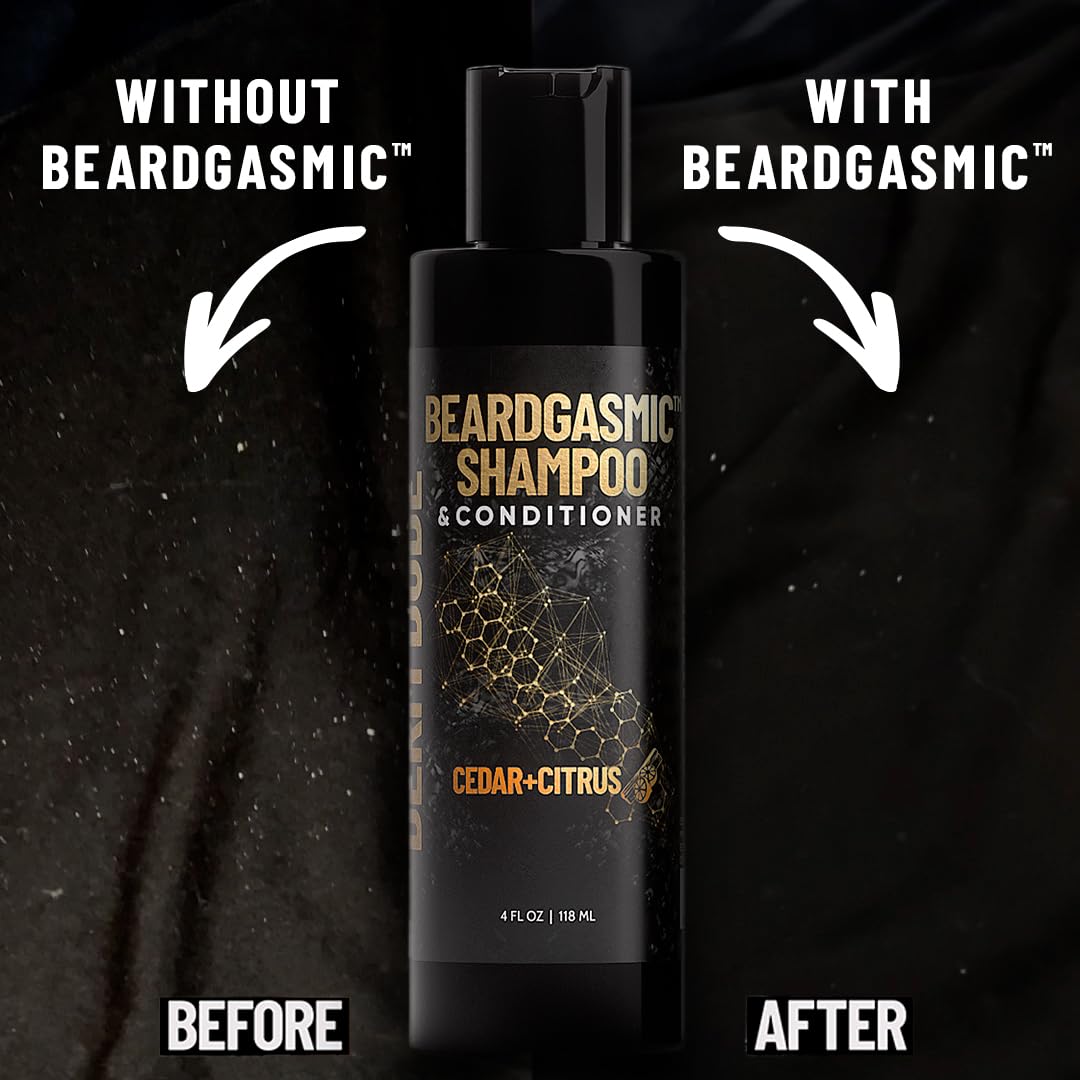 Beardgasmic 2-In-1 Beard Shampoo And Conditioner, With Sunflower Oil & Sweet Orange For Beard Growth, Cleanliness & Hydration, S