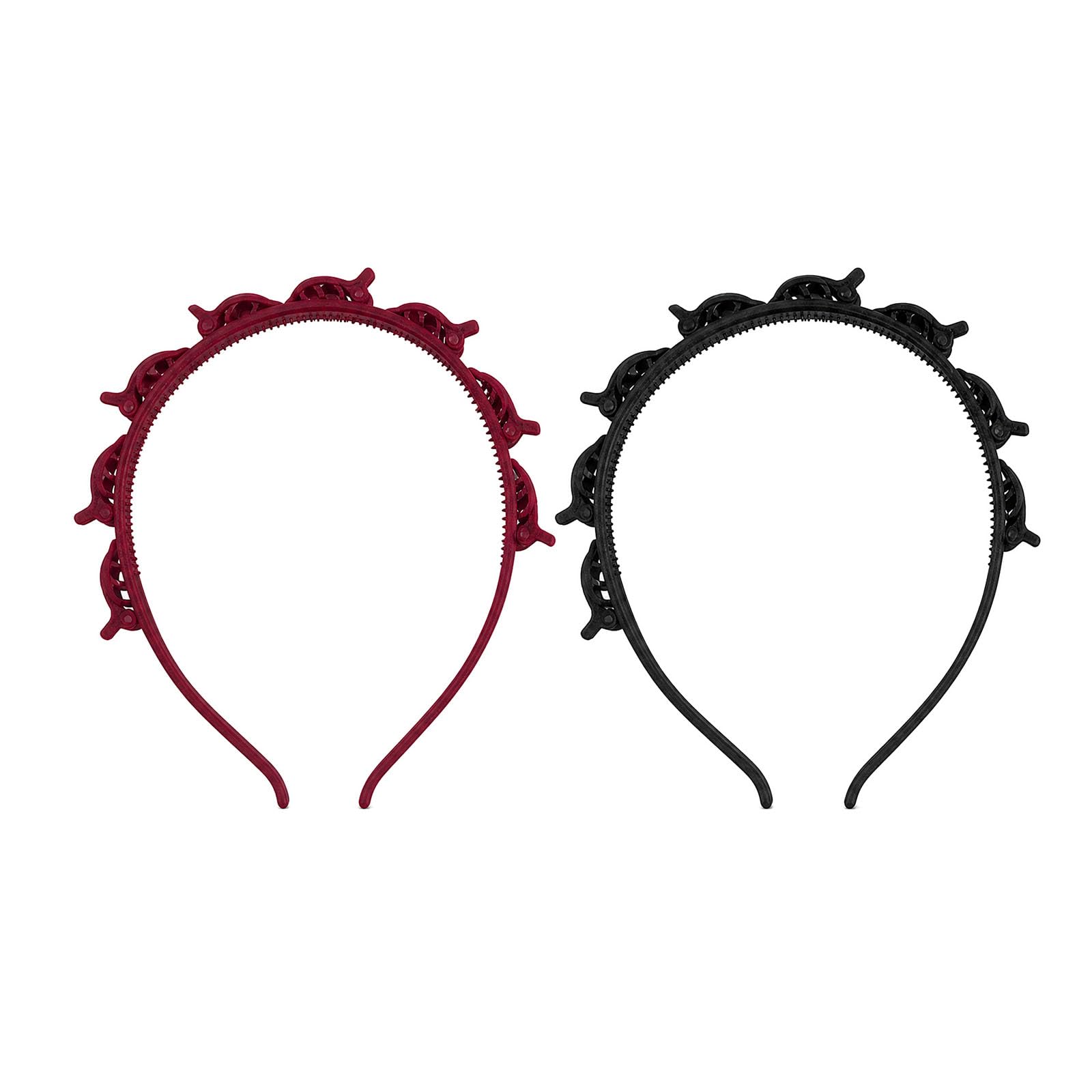 SPMBJJXC 2 Pack Clip Headband for Women, Headband with Clips for Twisty Bangs, Braided Bangs Styling Tool for Y2K 90s Hairstyles