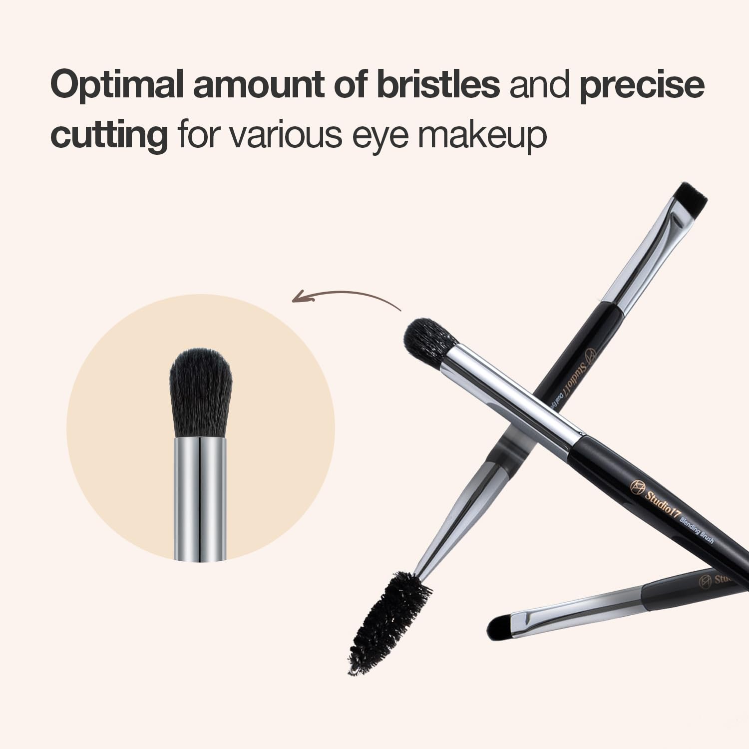 STUDIO17 Eye Makeup Brush Set 5 Pcs | Small & Portable Eye Shadow Brushes | Korean Eye Makeup Brushes | Premium Synthetic Bristl
