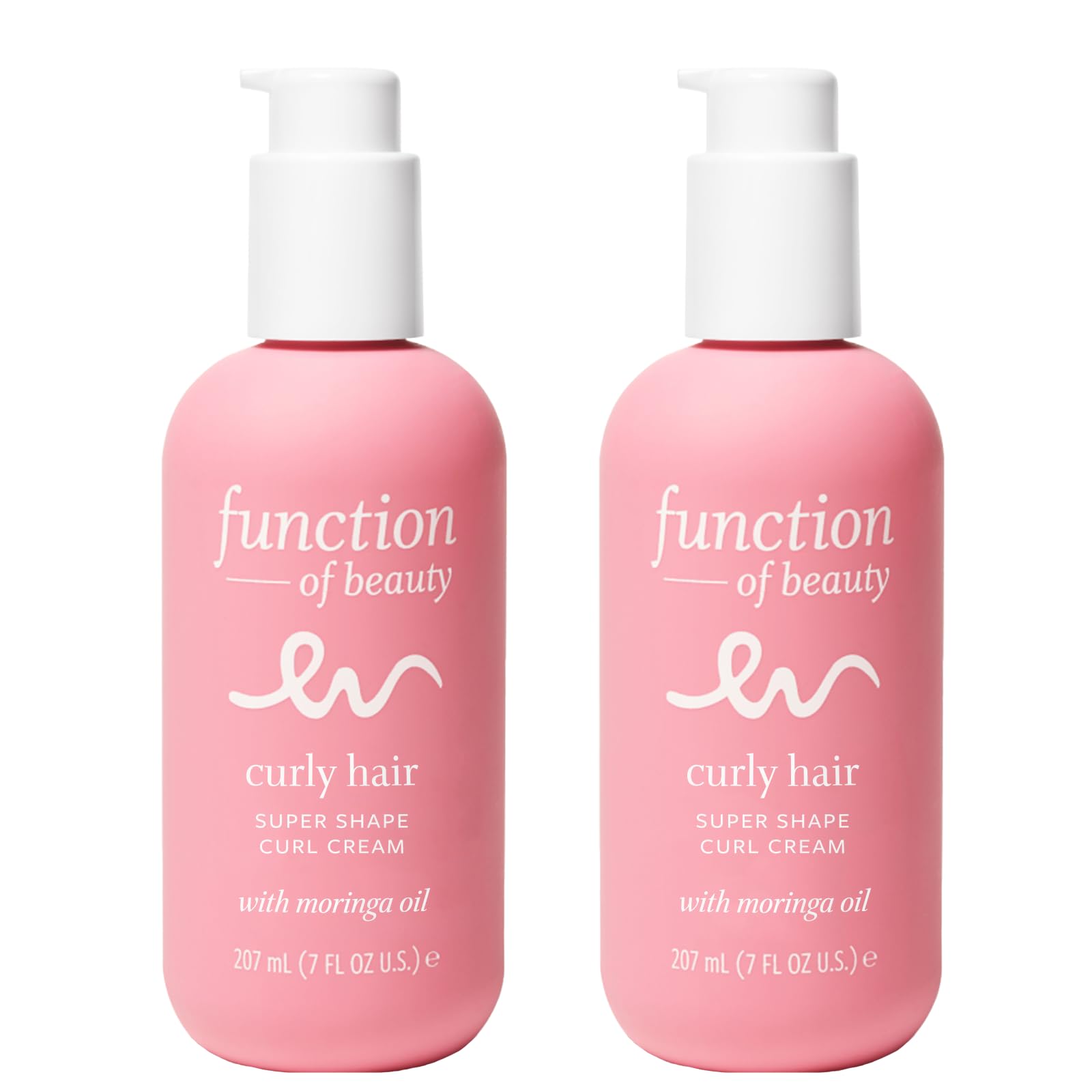 FUNCTION OF BEAUTY Super Shape Curl Cream for Curly Hair, 7 oz Each (2-Pack) - Formulated With Moringa Oil for Frizz-Free, Defin