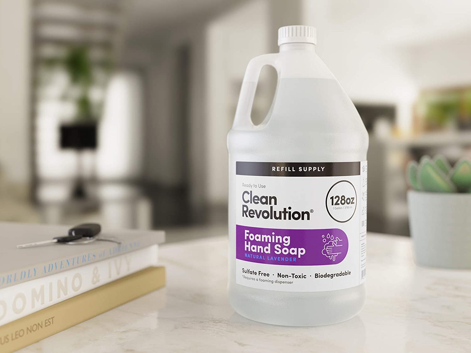 Clean Revolution Foaming Hand Soap Refill Supply Container, Ready To Use Formula, Gluten Free, Natural Lavender Fragrance, 128 F