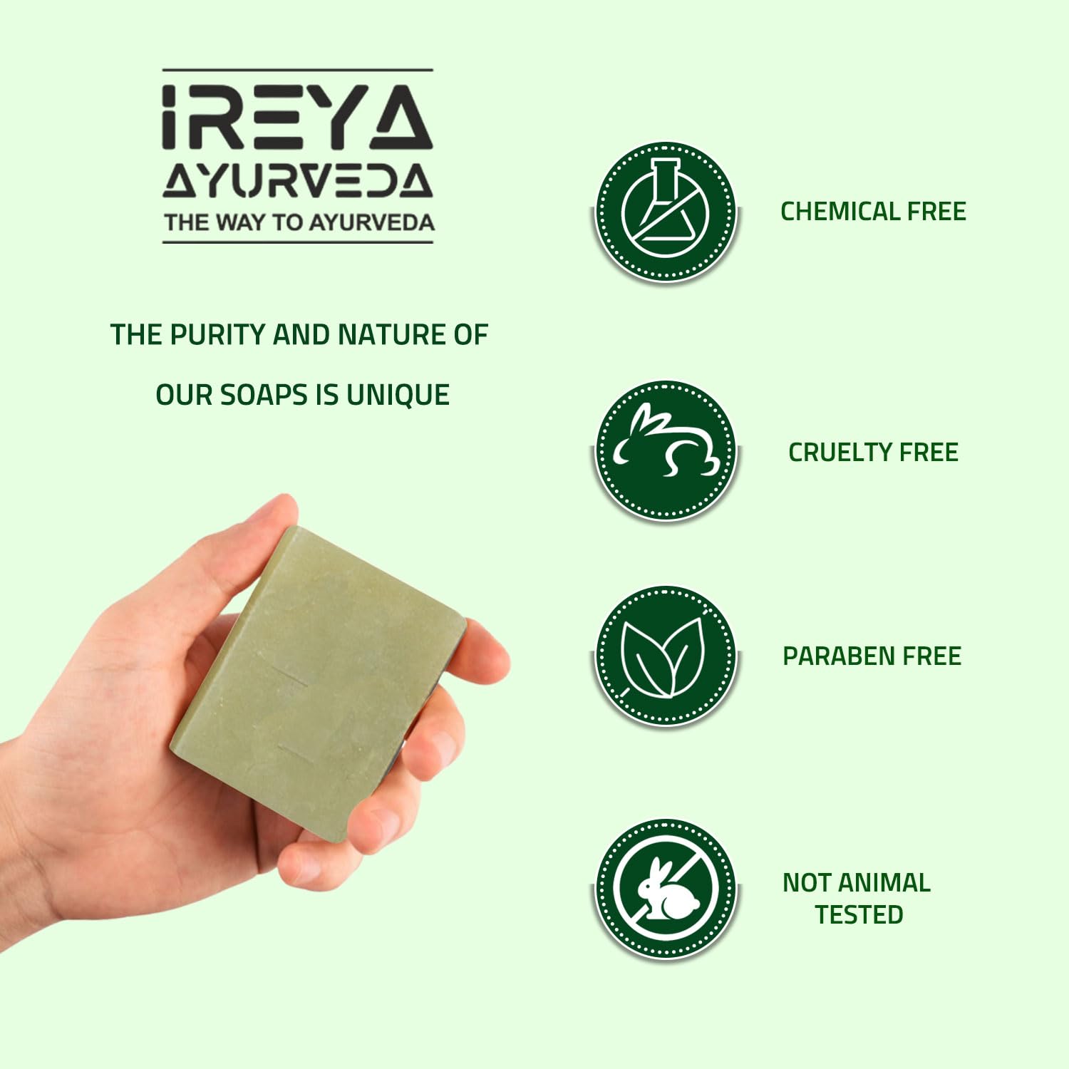 Neem Turmeric Soap - 125 g (4.41 oz) - Ayurvedic Natural cleansing soap Free from Parabens, SLS and Gluten Free, Vegan, Handmade