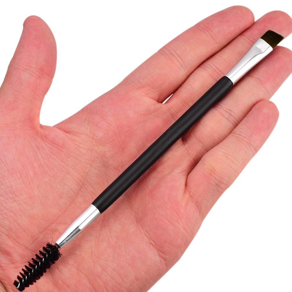 Kingmas Eyebrow Brush, Professional Dual Angled Eye Brow Brush And Spoolie Brush Eyelash Comb Eyebrow Tool (Black)
