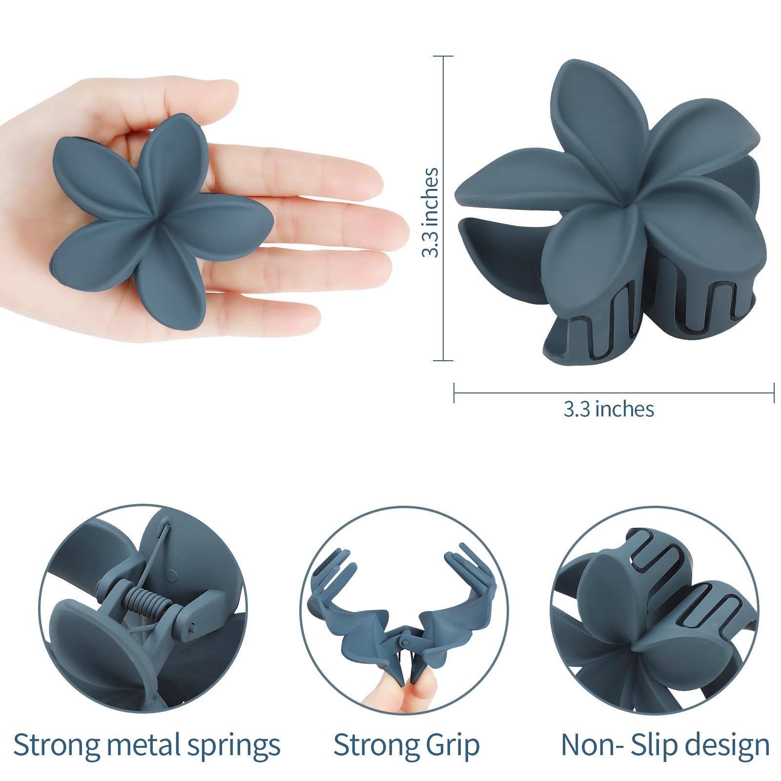 Sisiaipu Flower Hair Claw Clips 6 Pcs Large Claw Clips for Thick Hair Hawaiian Flower Hair Clips Plumeria Claw Clips for Thin Ha