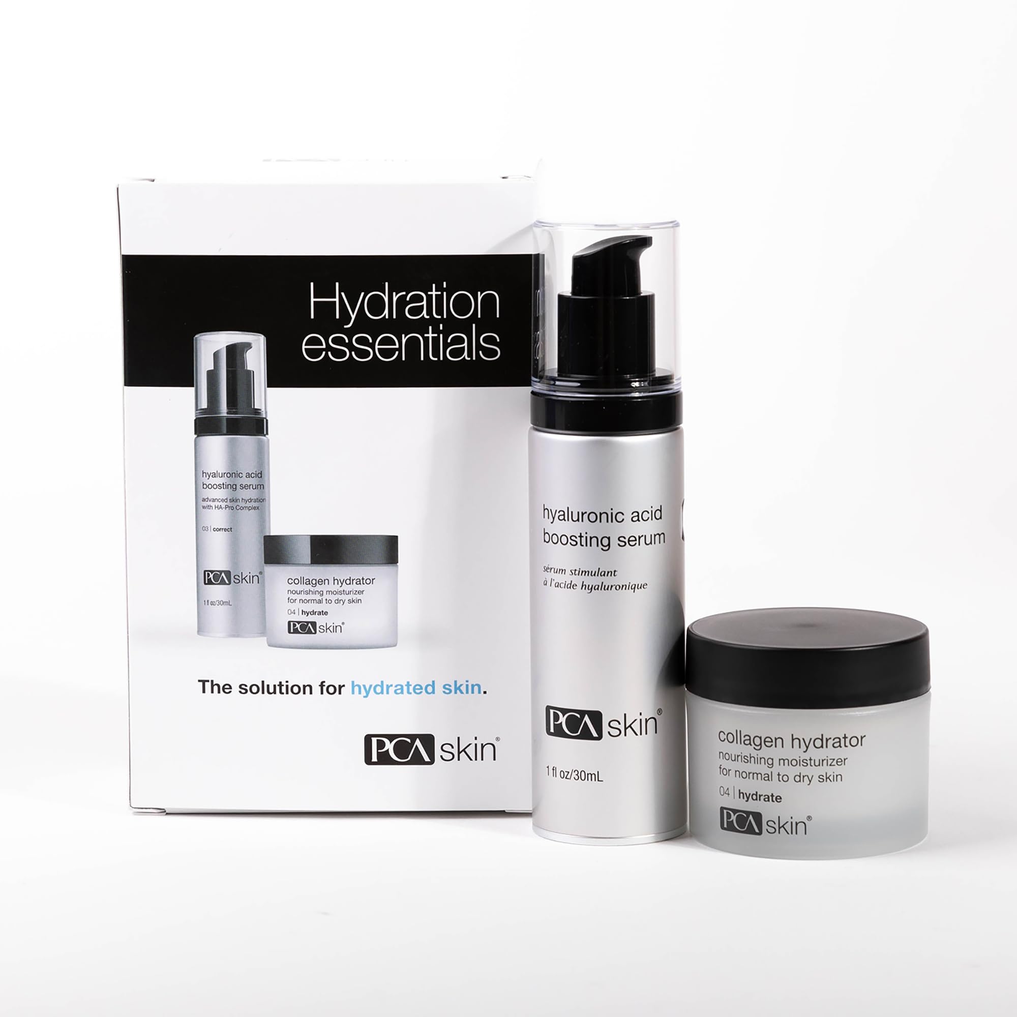Pca Skin Hydration Essentials Kit, Hyaluronic Acid Boosting Serum, Collagen Hydrator Facial Mositurizer Set