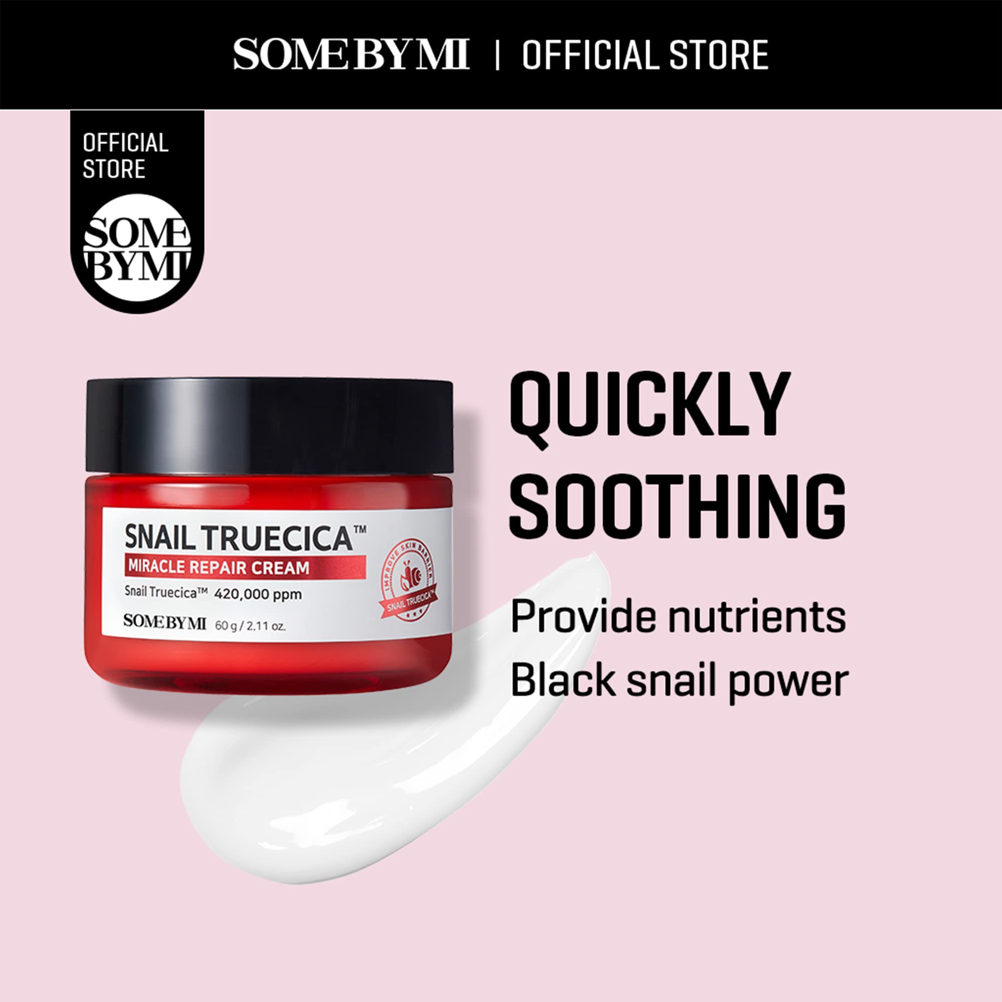 SOME BY MI Snail Truecica Miracle Repair Cream - 2.02Oz, 60ml - Made from Snail Mucin for Sensitive Skin - Daily Repair Face Moi