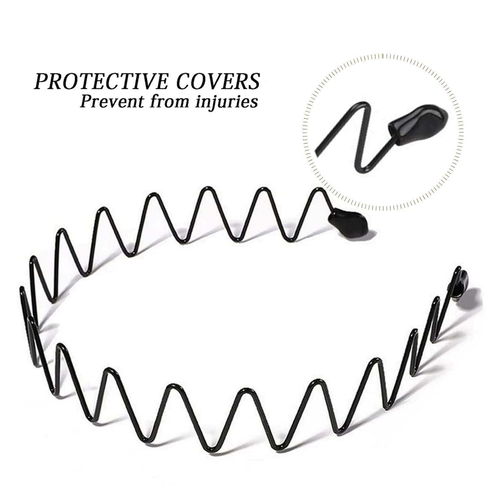 Kelubatu 3Pcs Hair Bands For Men Metal Fashion Hair Bands Unisex Black Hair Bands Spring Non-Slip Headbands For Sports And Daily