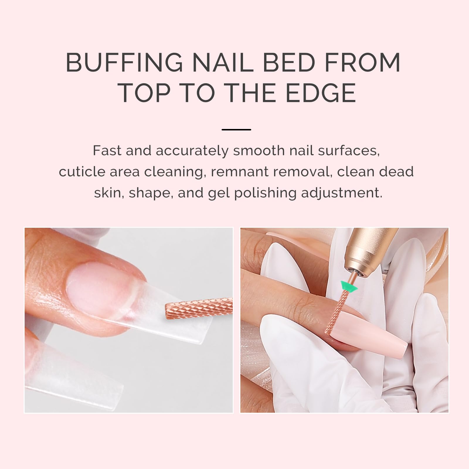 Melodysusie Super Long Mini Barrel Nail Buffer Bit, Professional Safety Carbide Nail Bit For Nail Bed File Cuticle Dead Skin Cle