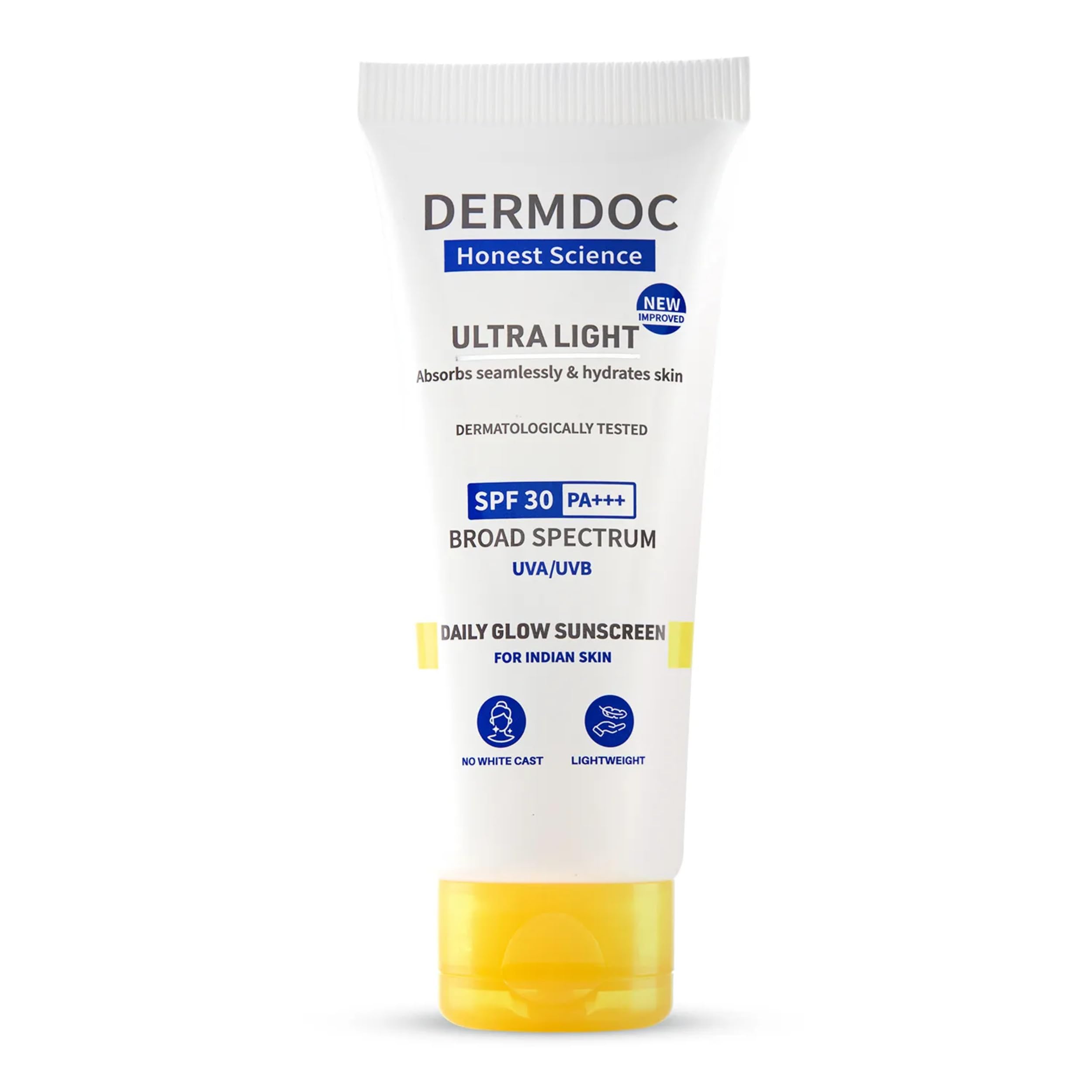 DermDoc All By Purplle Ultra Light Spf 30 Pa+++ Daily Glow Sunscreen (50Gm) | Sunblock | Lightweight | NonGreasy | 0 White Cast