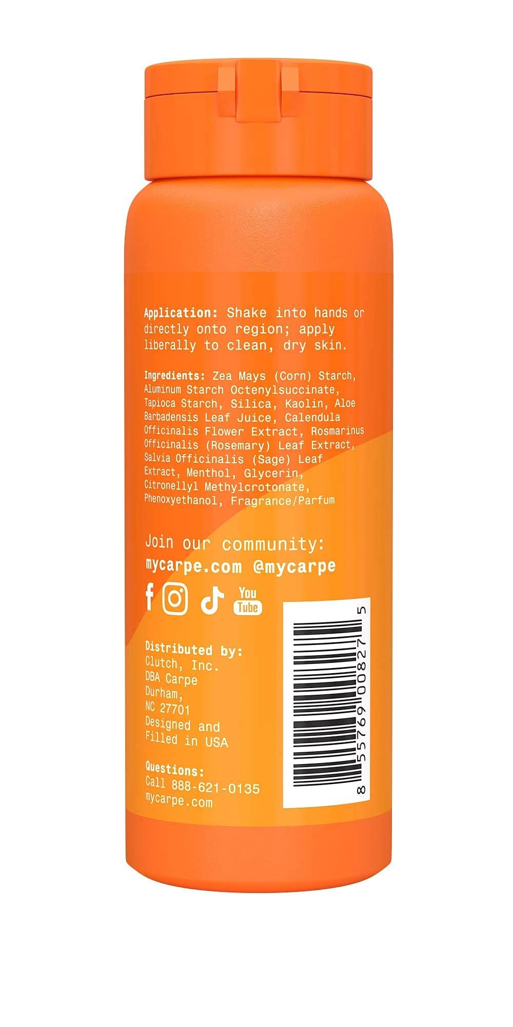 Carpe Sweat Absorbing Groin Powder (For Men) - Designed for Maximum Sweat Absorption - Mess and Friction Free, Stop Chafing