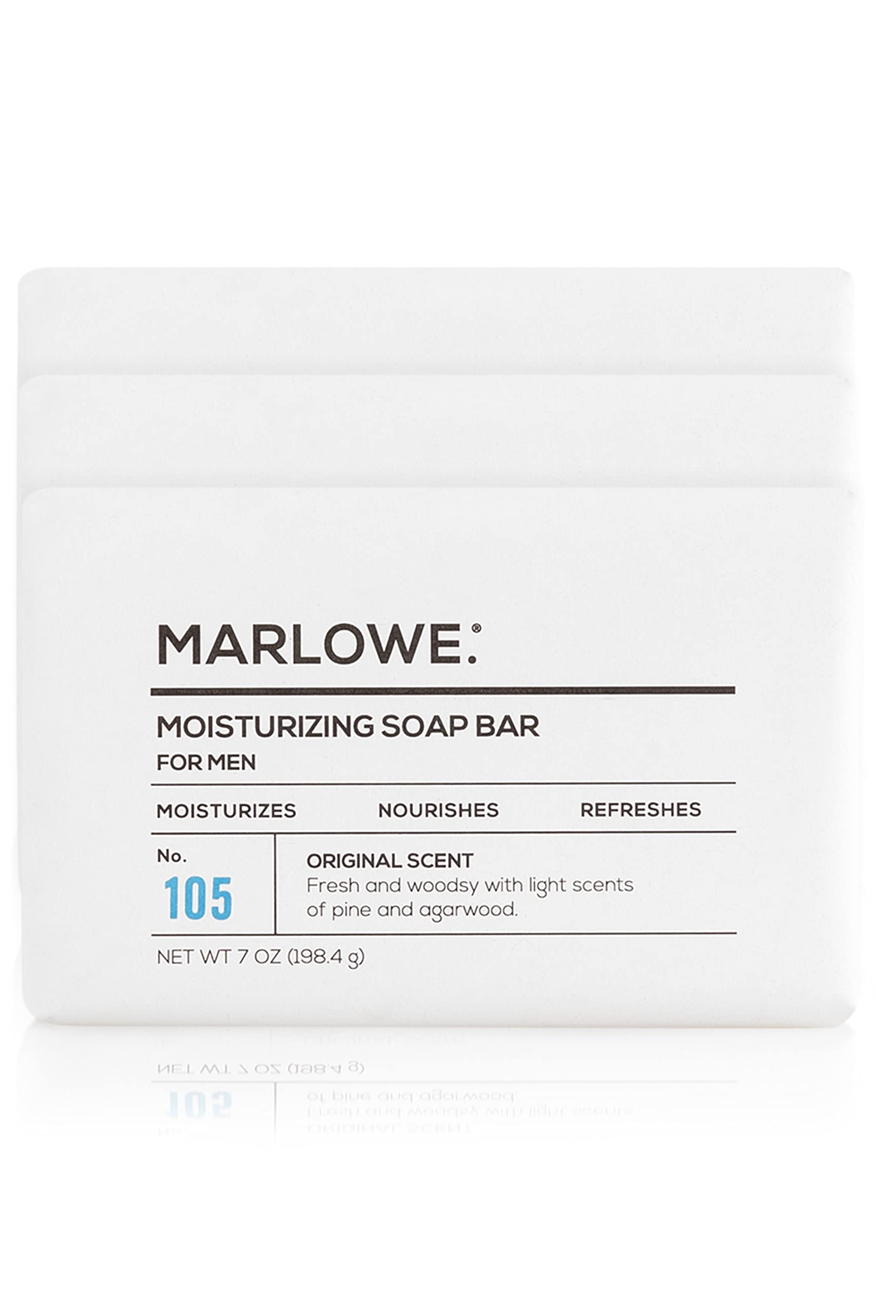MARLOWE. No. 105 Bar Soap for Men 7 oz (3 Bars) Moisturizing Body Soap, Nourishing & Refreshing with Natural Extracts, Shea Butt