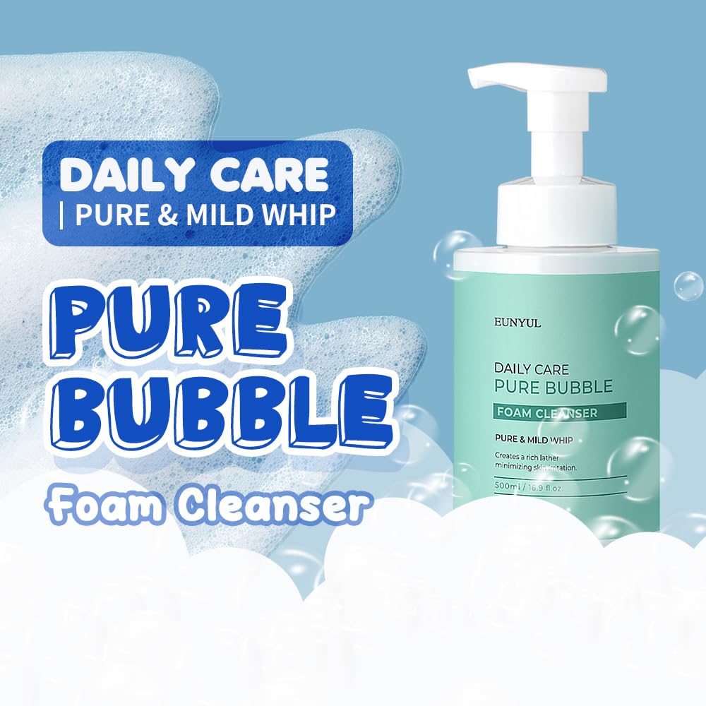 Eunyul Daily Care Pure Bubble Foam Cleanser 16.9 Fl. Oz. Ph 5.5 Bubble Foam With Pump Type & Deep Cleansing