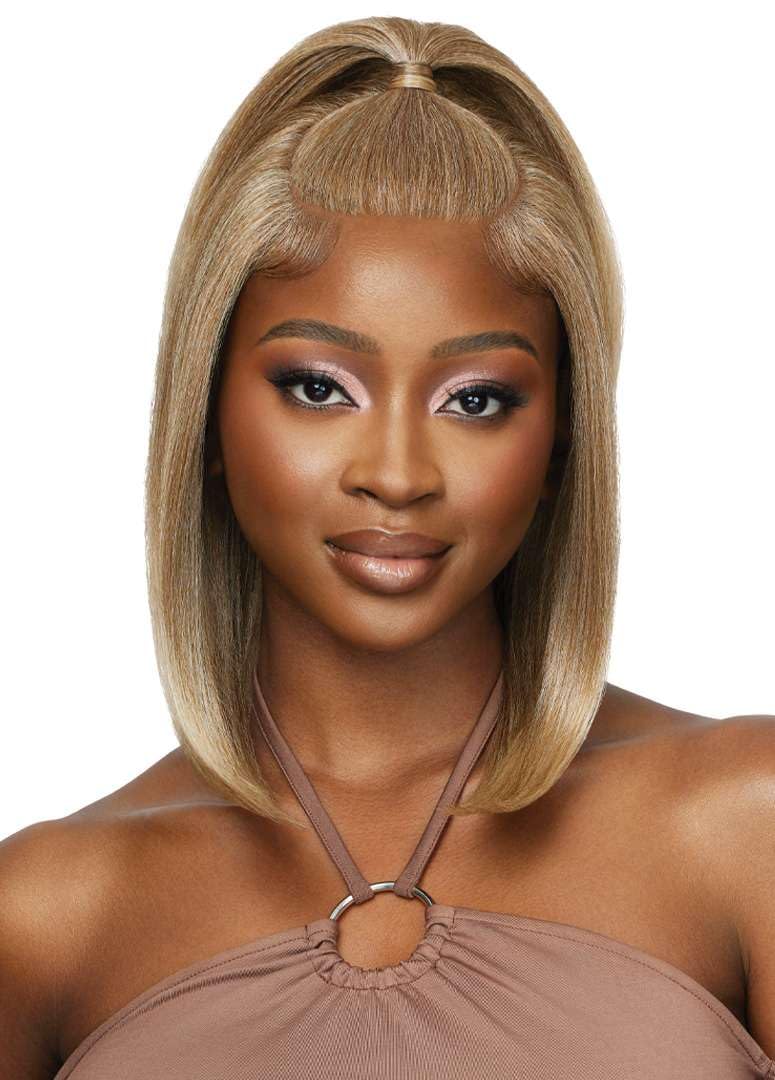 Outre - 5X5 Lace Closure Wig - Human Hair Blend - Natural Yaki 14 (JET BLACK 1)