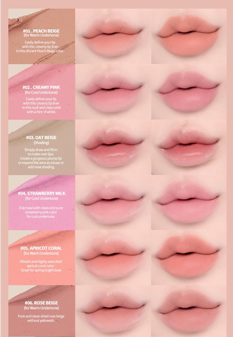 Heart Percent Dote On Mood Lip Pencil, Long-Lasting Creamy Lip Crayon Smooth Color Liner Retractable Lipstick Pencil 0.8G, 18. F