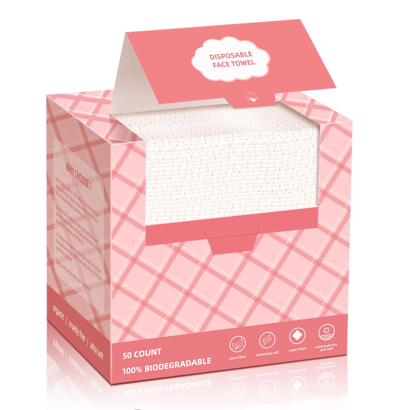 ICOTLE Disposable Face Towels, 10 ''  12 '' Facial Towelettes Disposable, Makeup Remover Dry Wipes for Sensitive Skin, Makeup Re