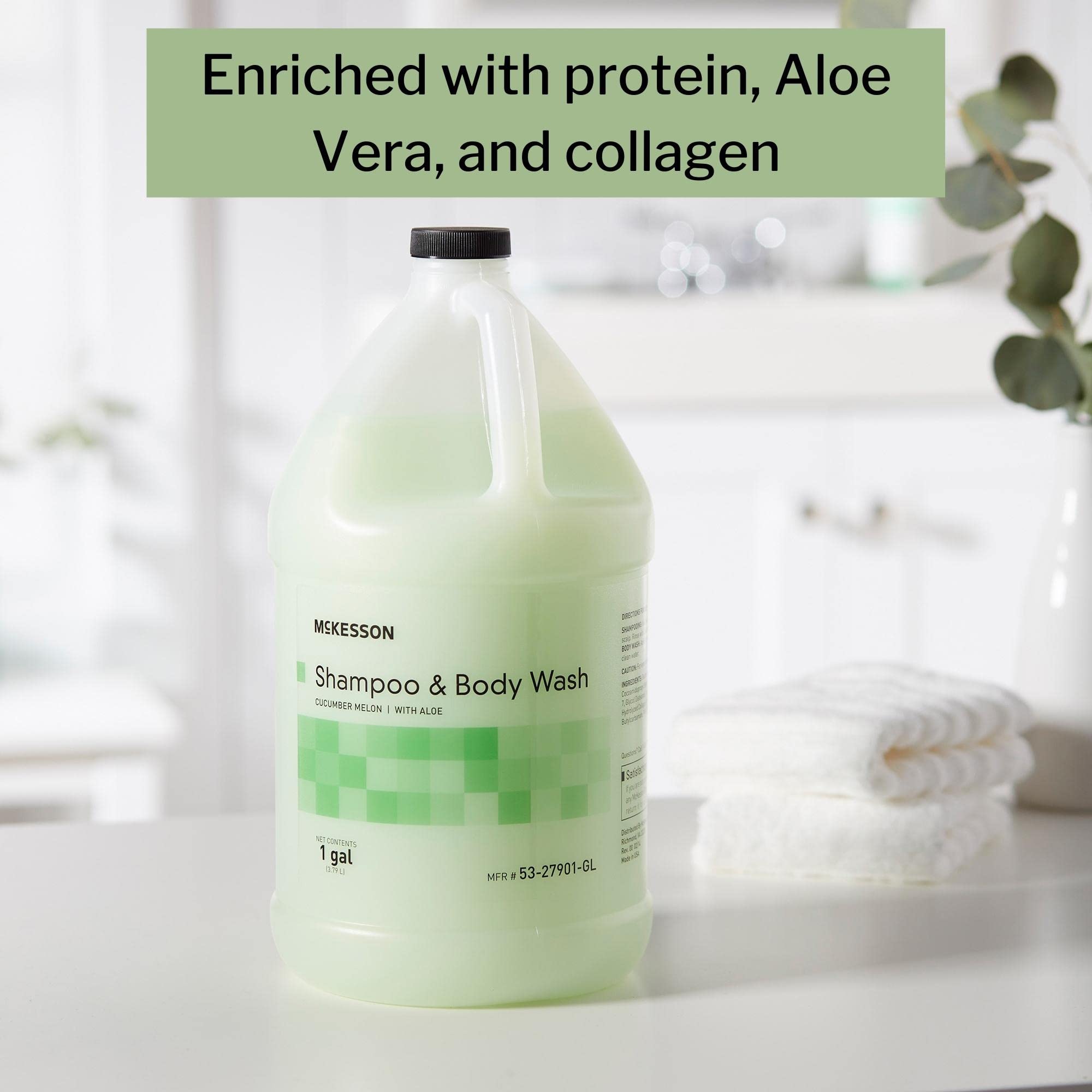 Mckesson Body Wash And Shampoo With Aloe, 1 Gallon [4 Count], Cucumber Melon