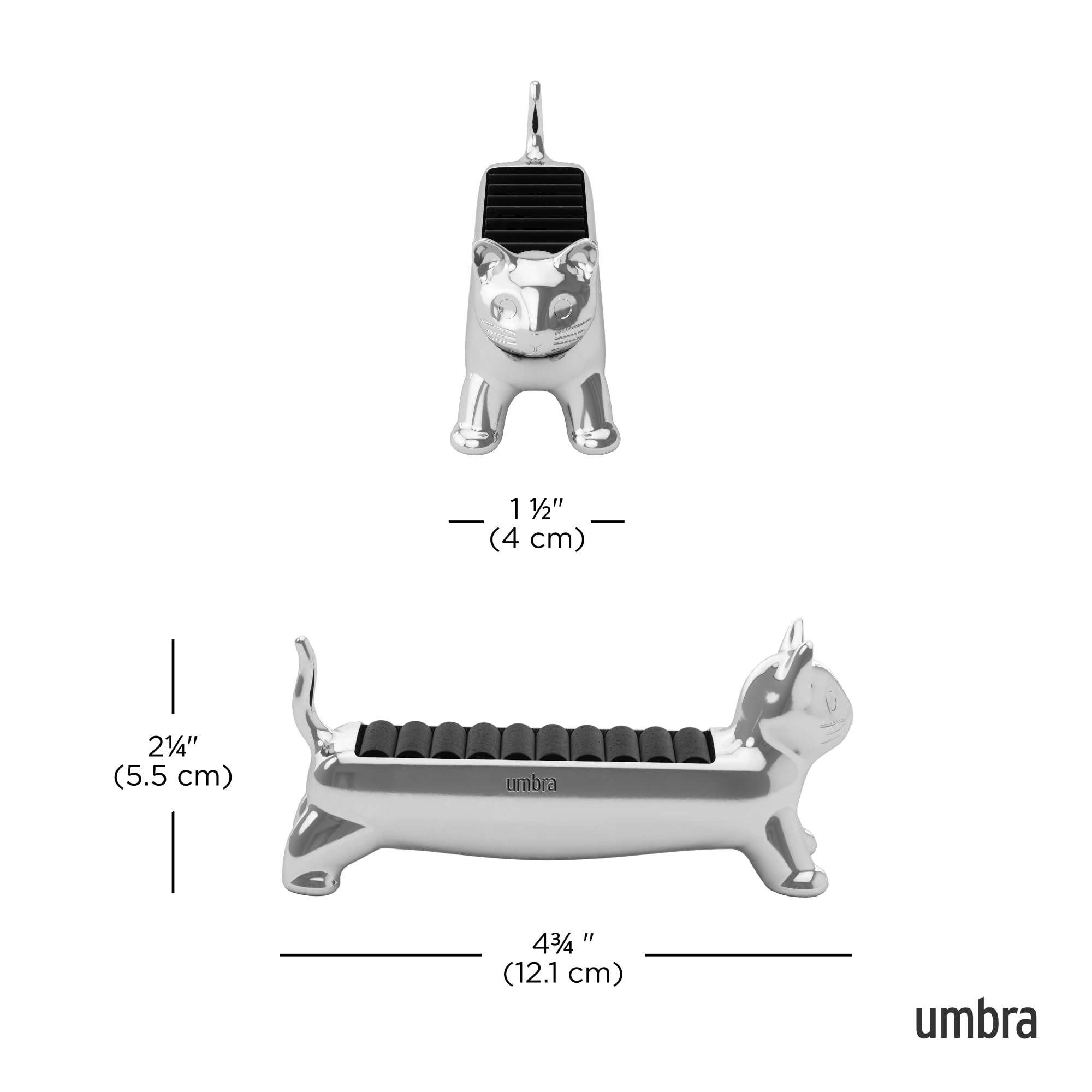 Umbra Cat Ring Holder - Gift for Cat Lovers - Jewelry Storage, Chrome