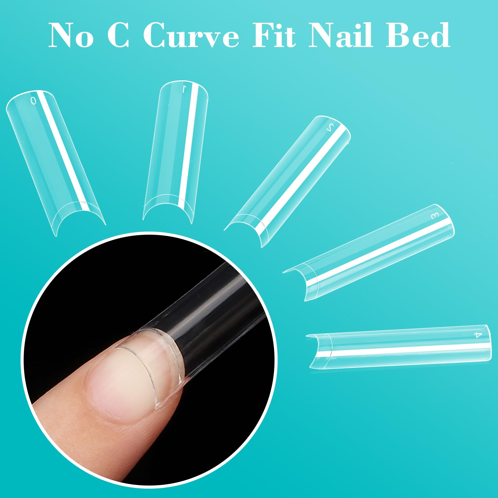 Lionvison No C Curve Square Nail Tips For Acrylic Nails Professional, Xxl 12 Sizes Tapered Square Nail Tips French Half Cover Ex