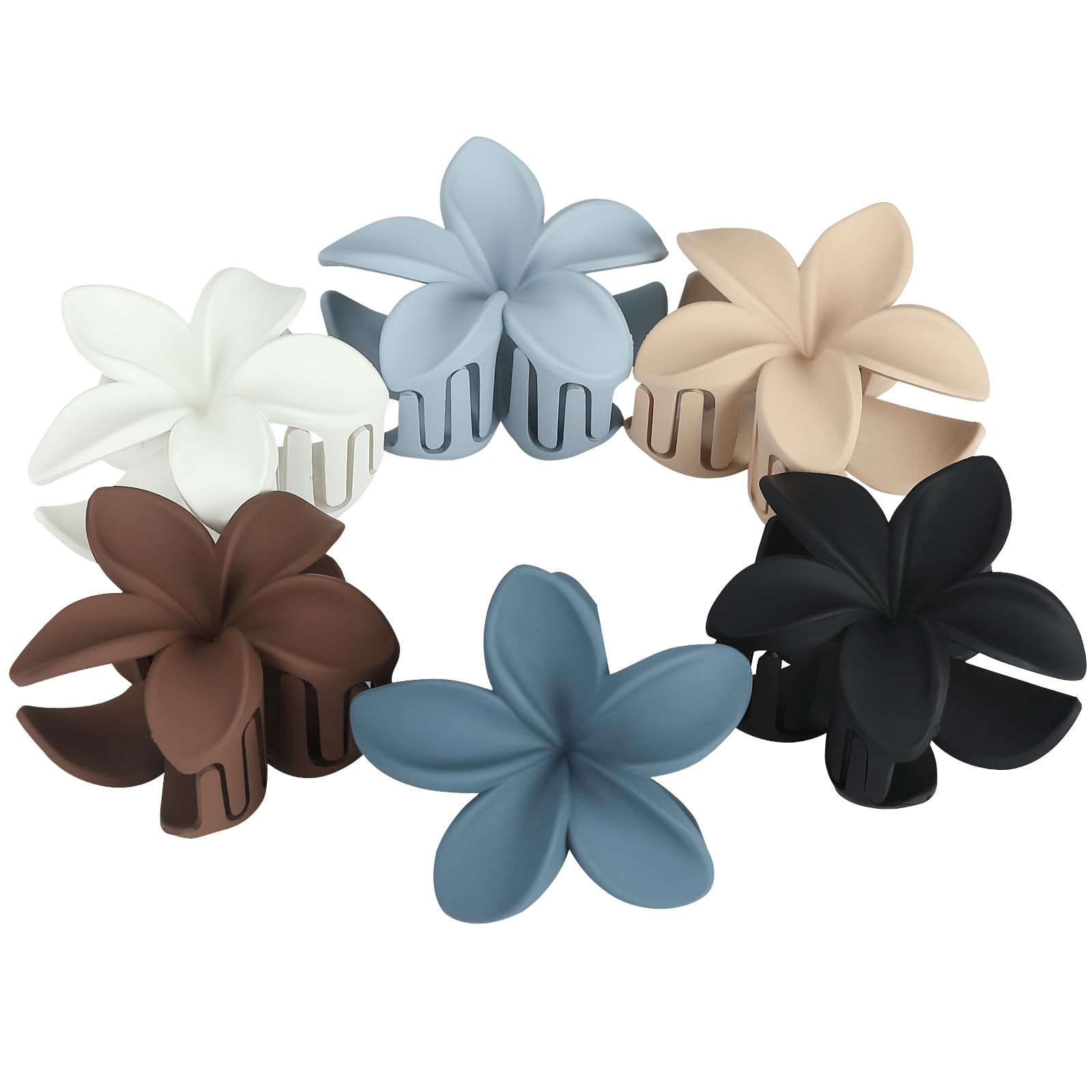 Sisiaipu Flower Hair Claw Clips 6 Pcs Large Claw Clips for Thick Hair Hawaiian Flower Hair Clips Plumeria Claw Clips for Thin Ha