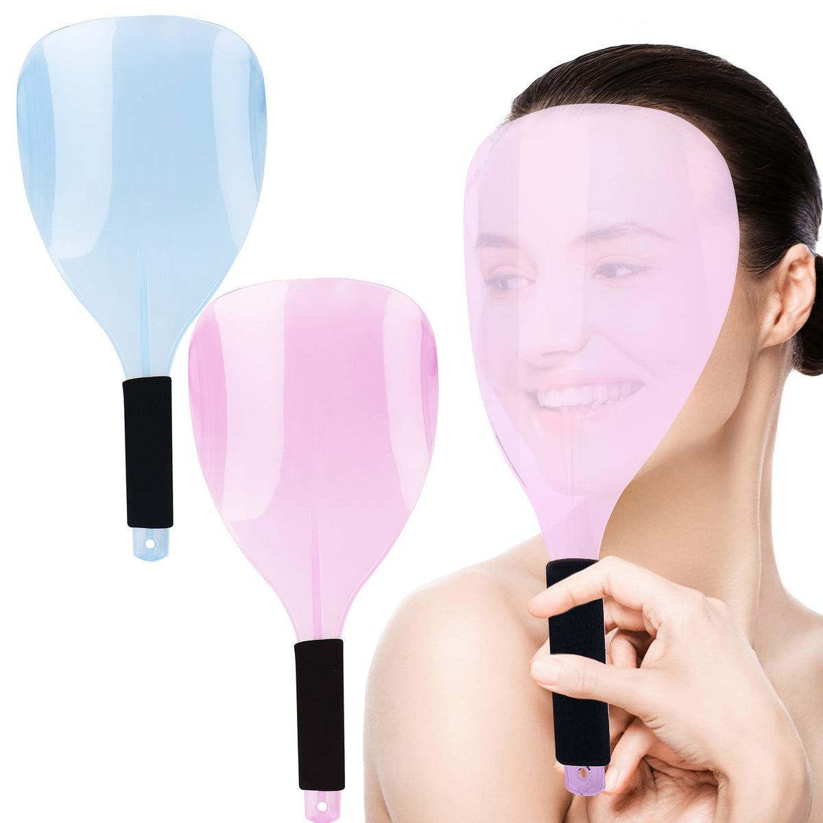 AUEAR, 2 Pcs Pro Barber Hair Salon Face Sheild, Hand-held Hairspray Face Shields, Plastic Face Protective Cover for Hairdressing
