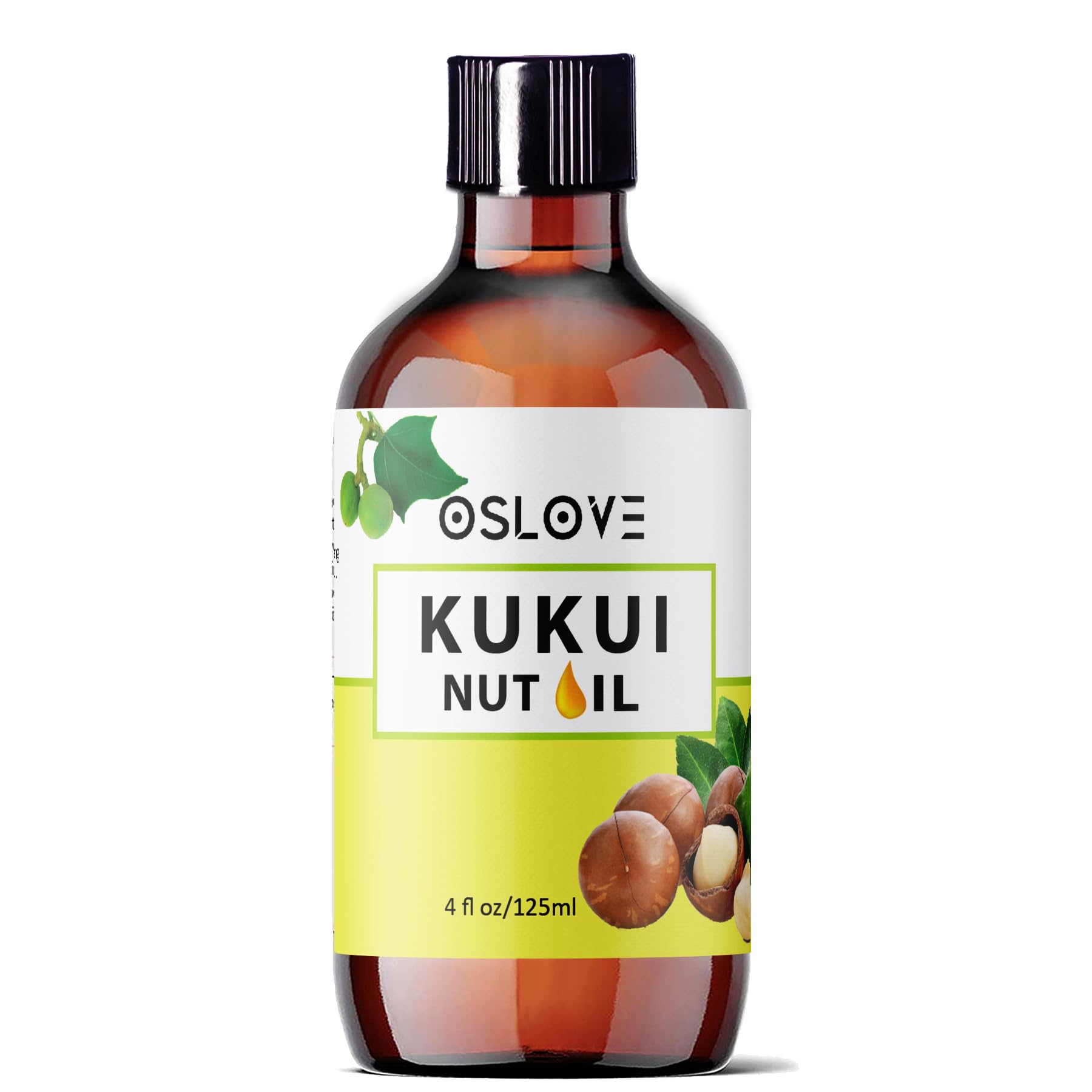 Oslove Organics Pure Kukui Nut Oil-Cold Pressed, use on skin and hair- 4 oz