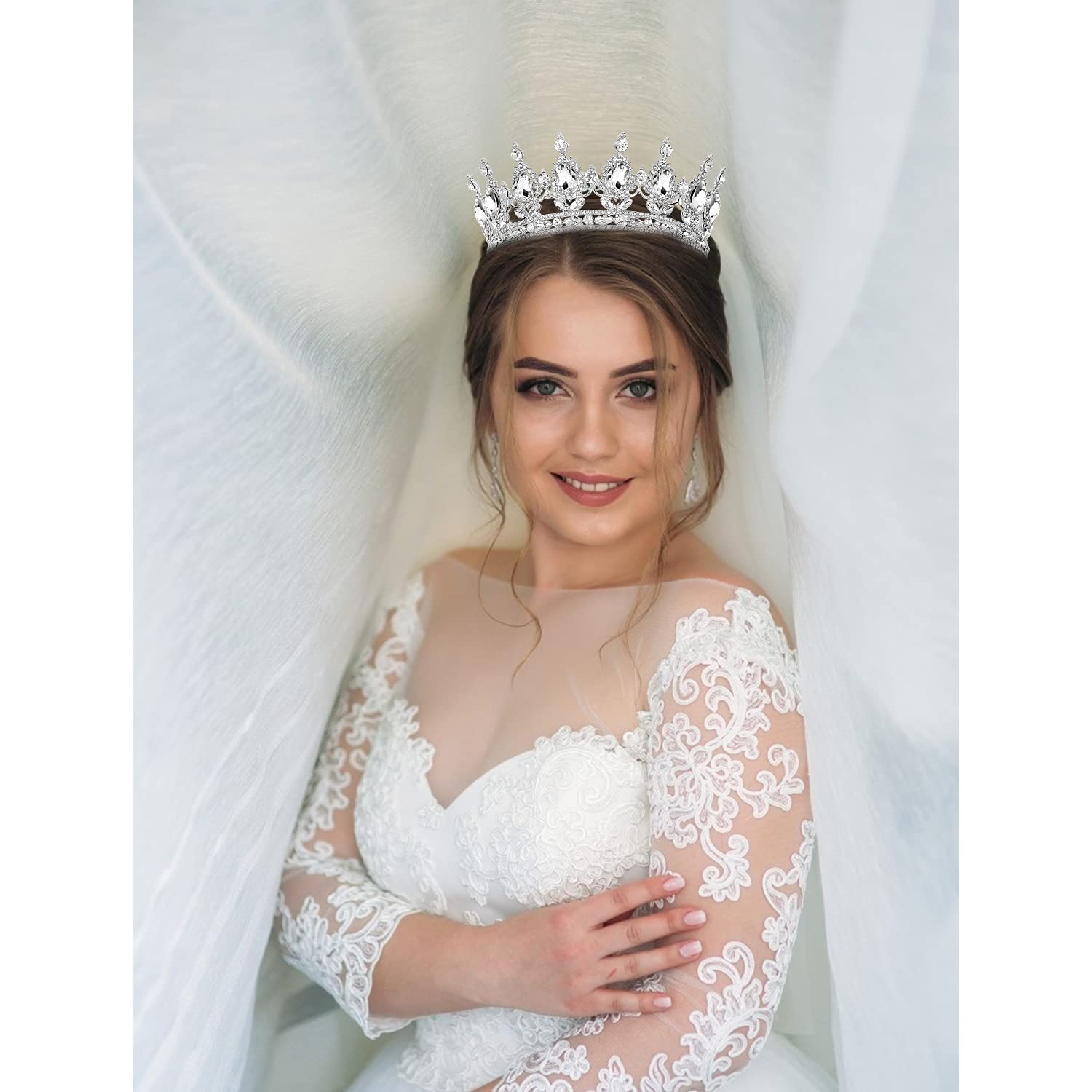 COCIDE Silver Crown for Women Crystal Wedding Tiara and Crowns for Girls Rhinestones Queen Headband Princess Hair Accessories fo