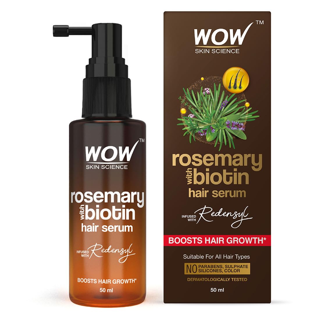 Wow Skin Science Rosemary & Biotin Hair Serum | Strengthens Weak Hair, Adds Volume, Revitalizes | 50Ml