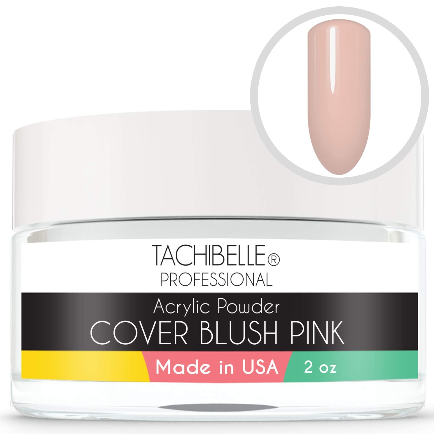 Tachibelle Professional Acrylic Nail System Acrylic Powder, 2 oz. Made in USA. Used in Professional Salons. (Cover Blush Pink 2o
