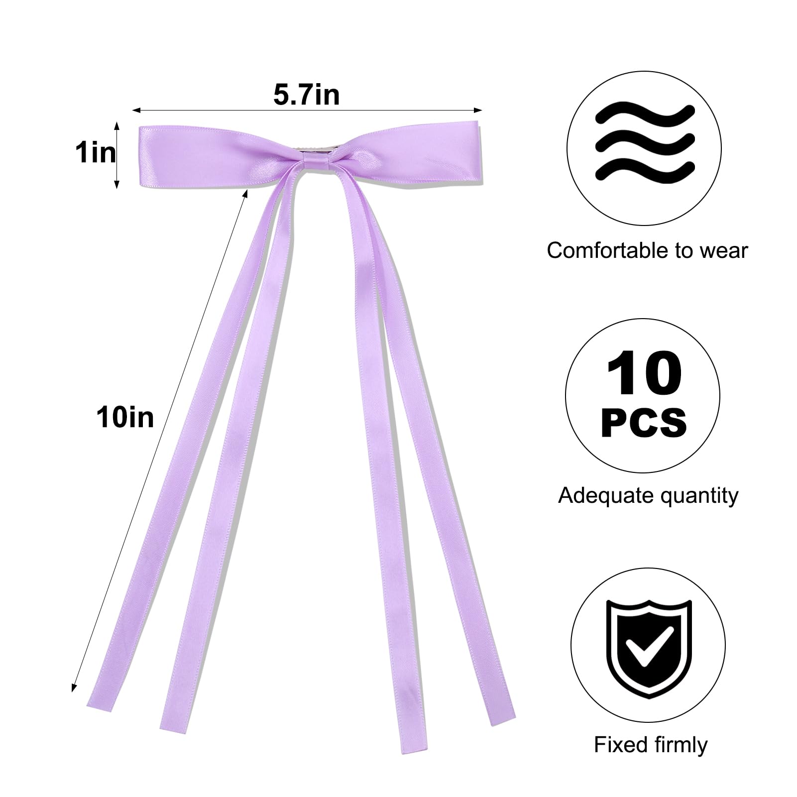 Vodolo Hair Bows For Women,10 Pcs Large Bow Hair Clips Tassel Ribbon Bowknot With Long Tail,Ribbon Hair Bows Barrettes For Thick