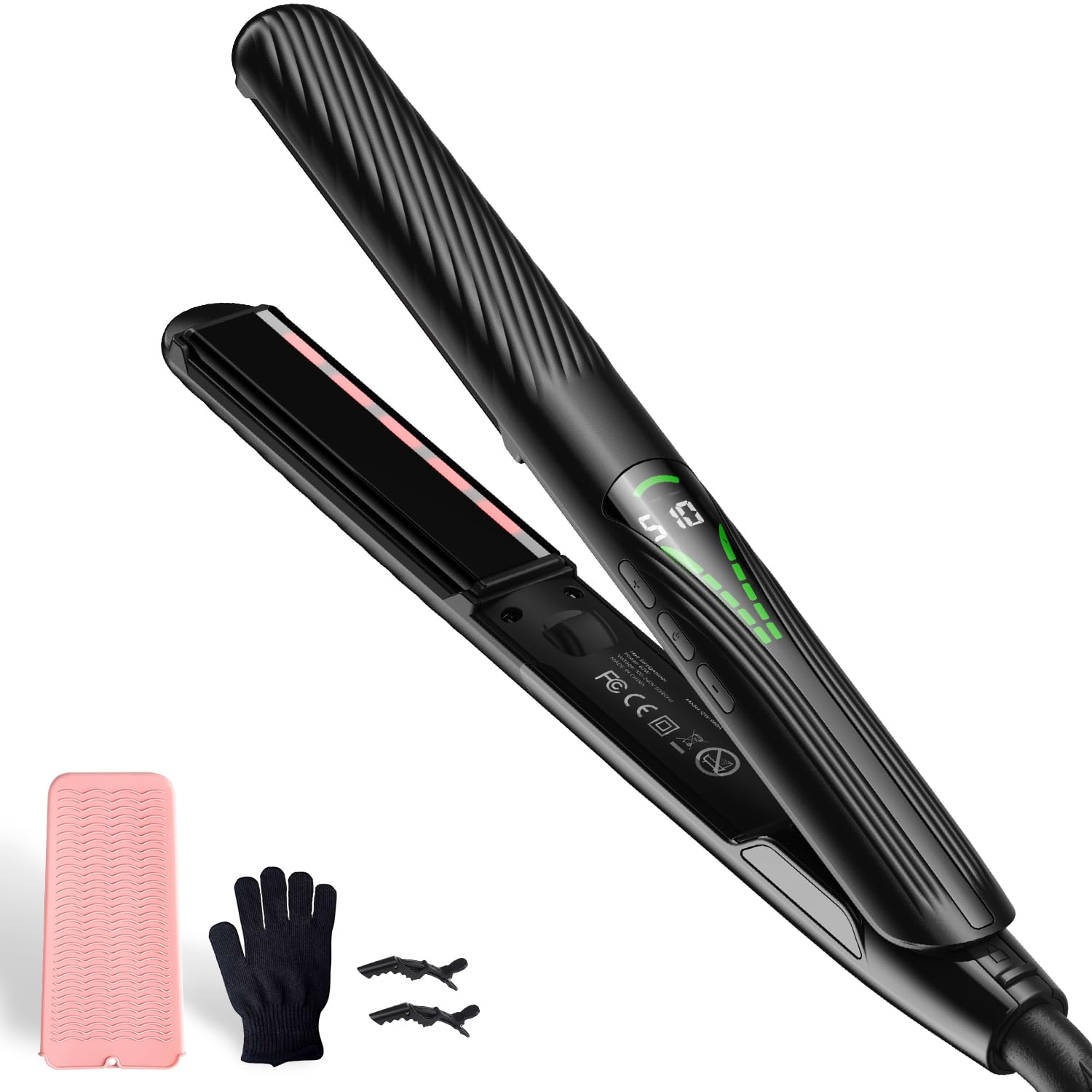 GloCurlX Infrared Flat Iron Hair Straightener, 1inch Titanium Plate Hair Straightener with 10S HeatUp, 280F510F, Ionic Smooth
