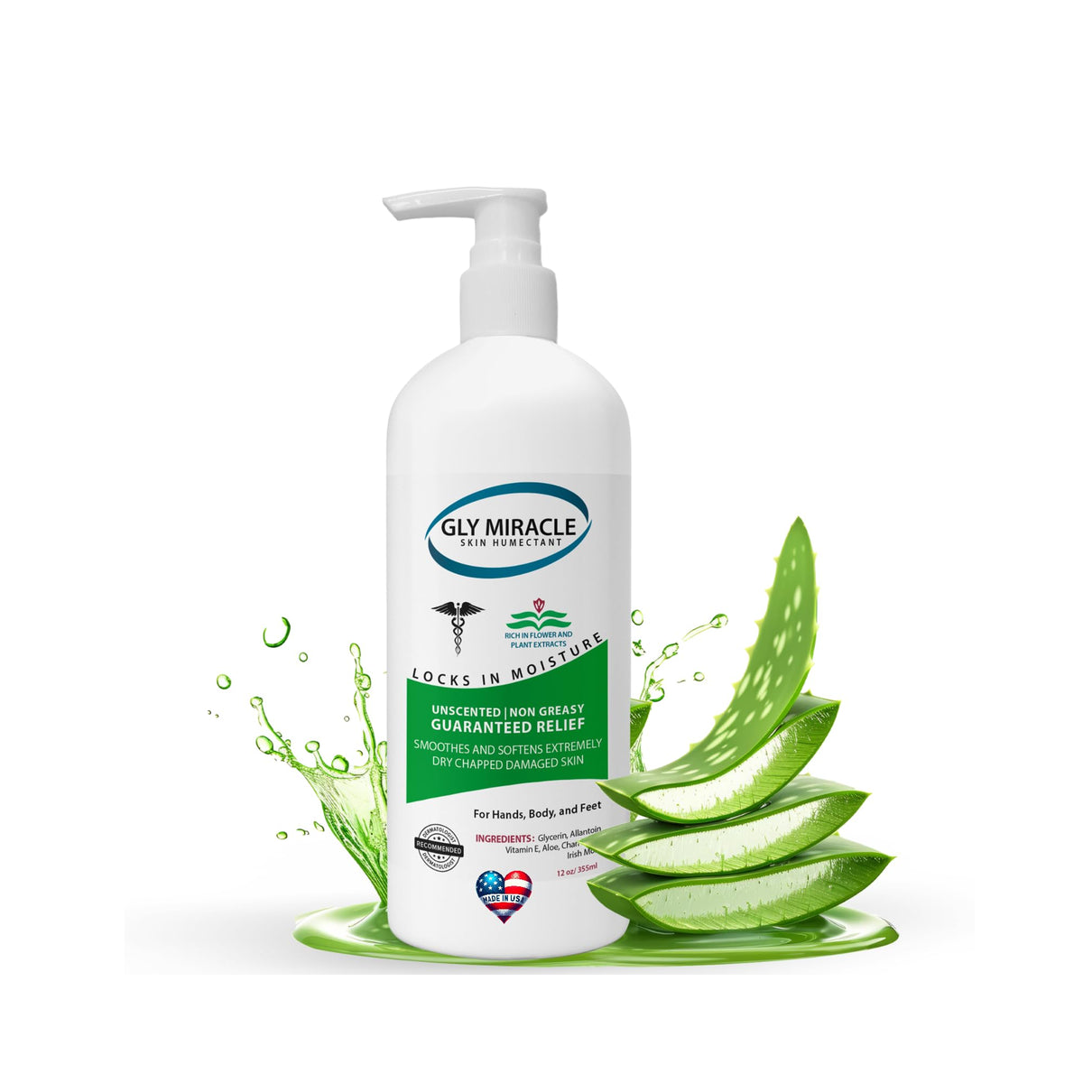 GLY MIRACLE Moisturizing Body Cream for Extremely Dry Skin, Non- Greasy Skin Humectant for Hands, Body & Feet, Body Lotion for E