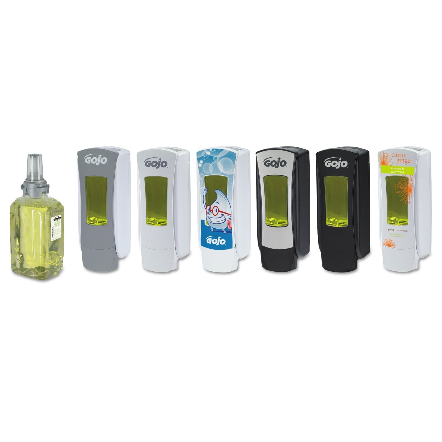 GOJO Foam Hand and Showerwash, Citrus and Ginger Fragrance, 1250 mL Foam Wash Refill ADX-12 Push-Style Soap Dispenser (Pack of 3