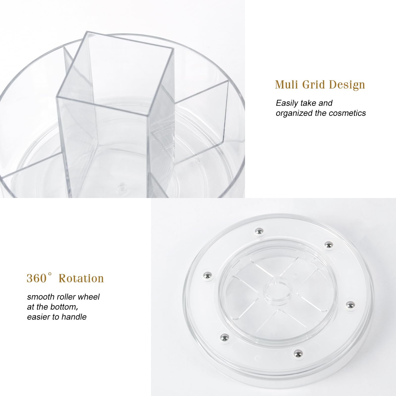 360 Rotating Makeup Organizer Clear Lazy Susan Organizer For Vanity, Cosmetic Display Cases For Bathroom Countertop, Makeup Stor