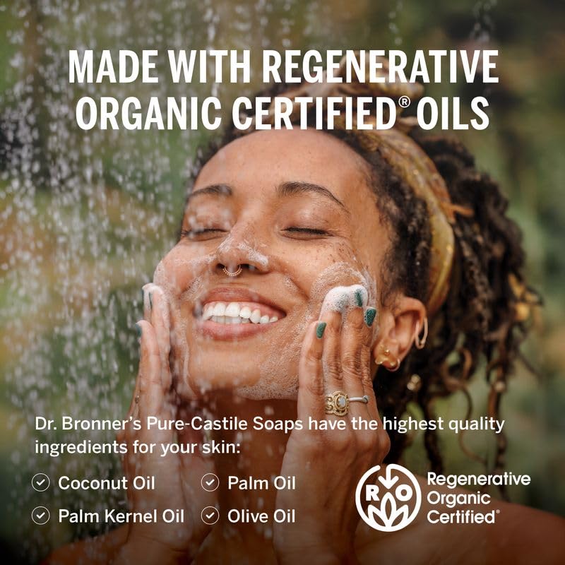 Dr. Bronner'S - Pure-Castile Liquid Soap (Peppermint, 32 Ounce) - Made With Organic Oils, 18-In-1 Uses: Face, Body, Hair, Laundr