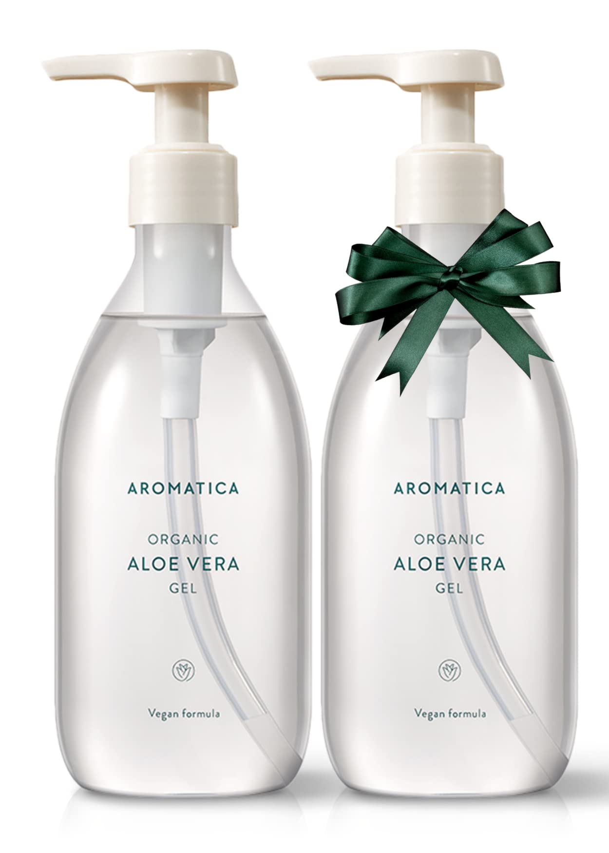 AROMATIcA Organic Aloe Vera gel gift Set 300ml each - Vegan Body Moisturizer for Irritated Skin and Blemish, After-Sun Skin care