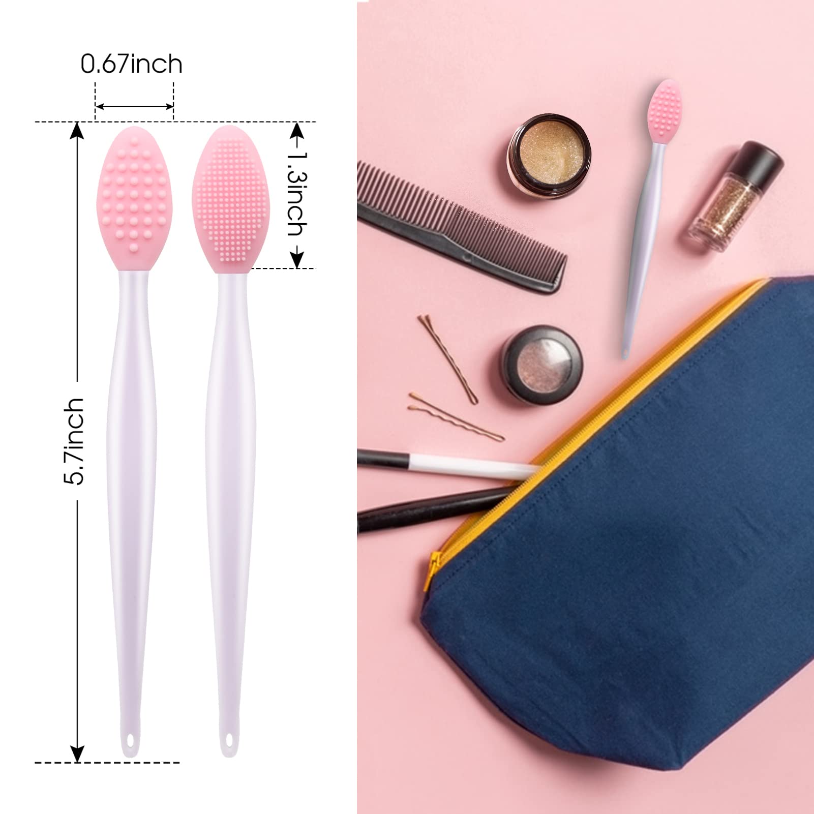 Lip Scrub Brush Lip Brush Tool,Double-Sided Silicone Exfoliating Lip Brush,Gentle Lip Exfoliator Scrubber Brush For Smooth,Soft,
