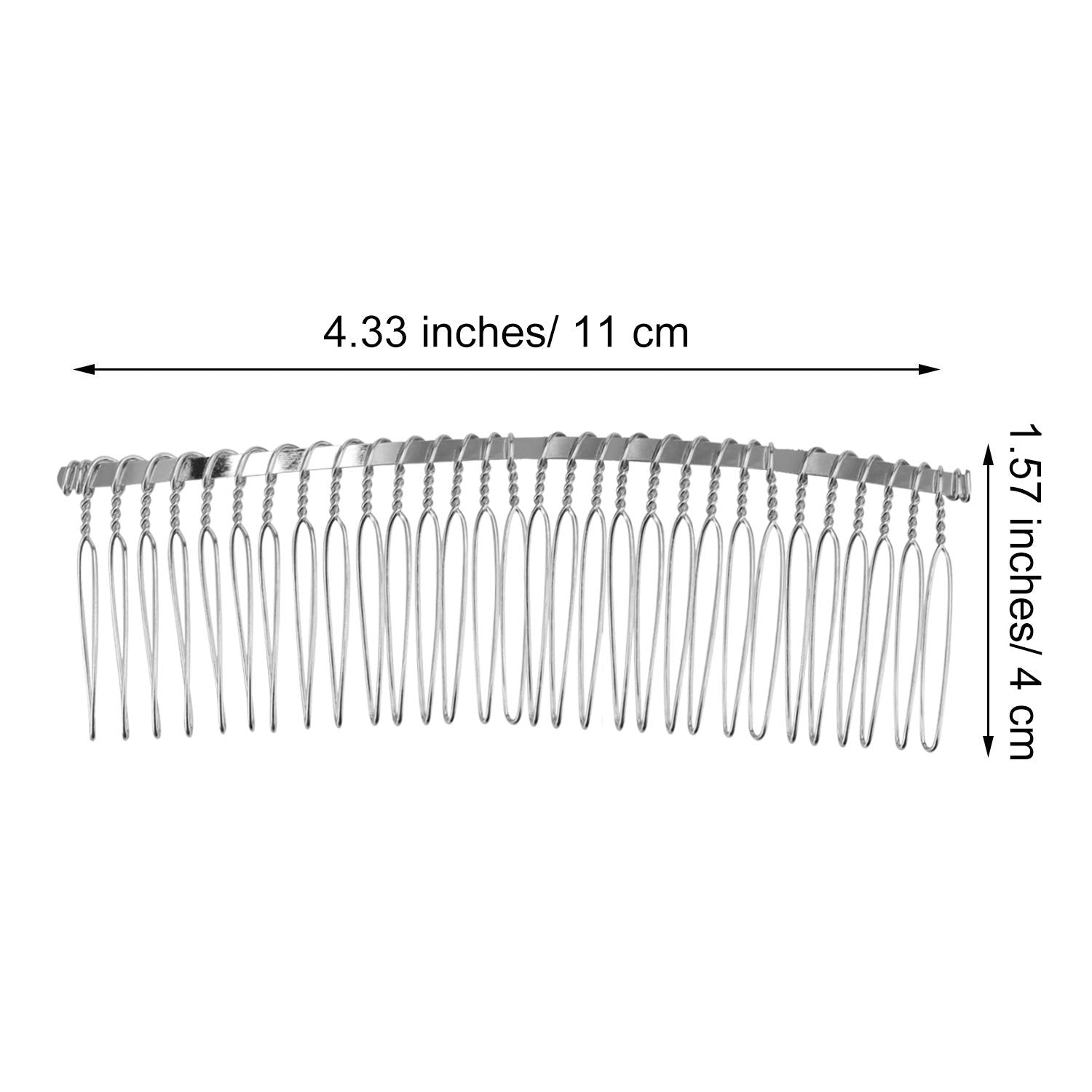 Senkary 10 Pieces Hair Comb Clip Metal Wire Hair Combs Wedding Veil Combs (30 Teeth, Silver)