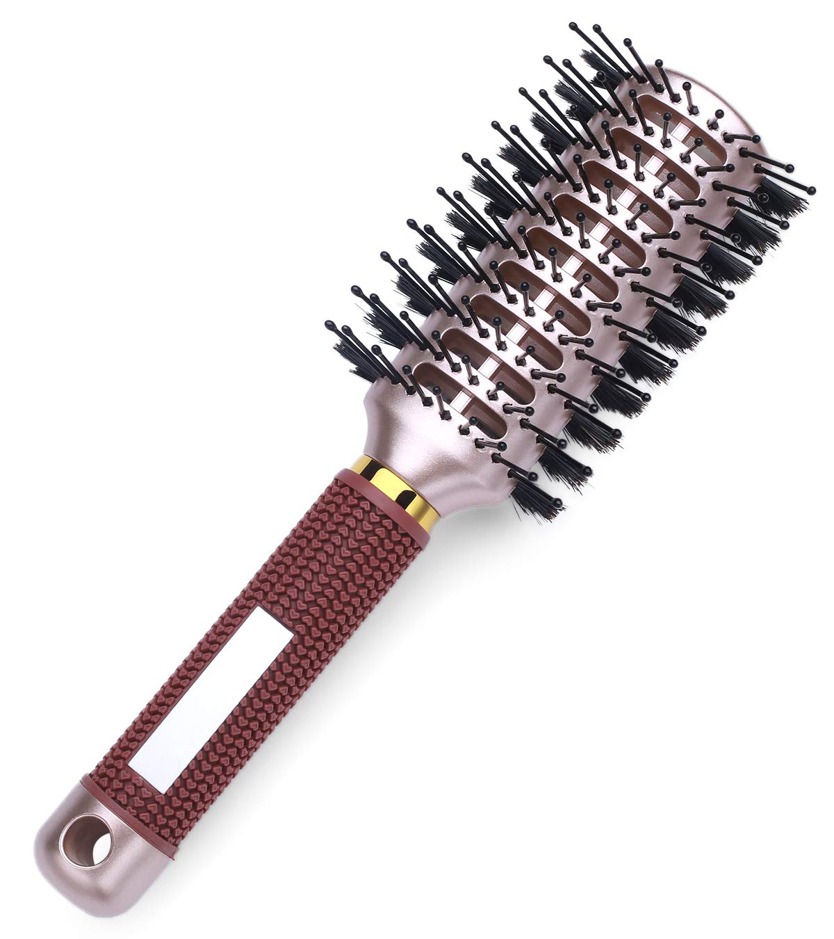 Perfehair Oval Styling Vent Hair Brush For Blow Drying, Double Sided Boar And Nylon Bristle Brush For Medium Short Length Hair