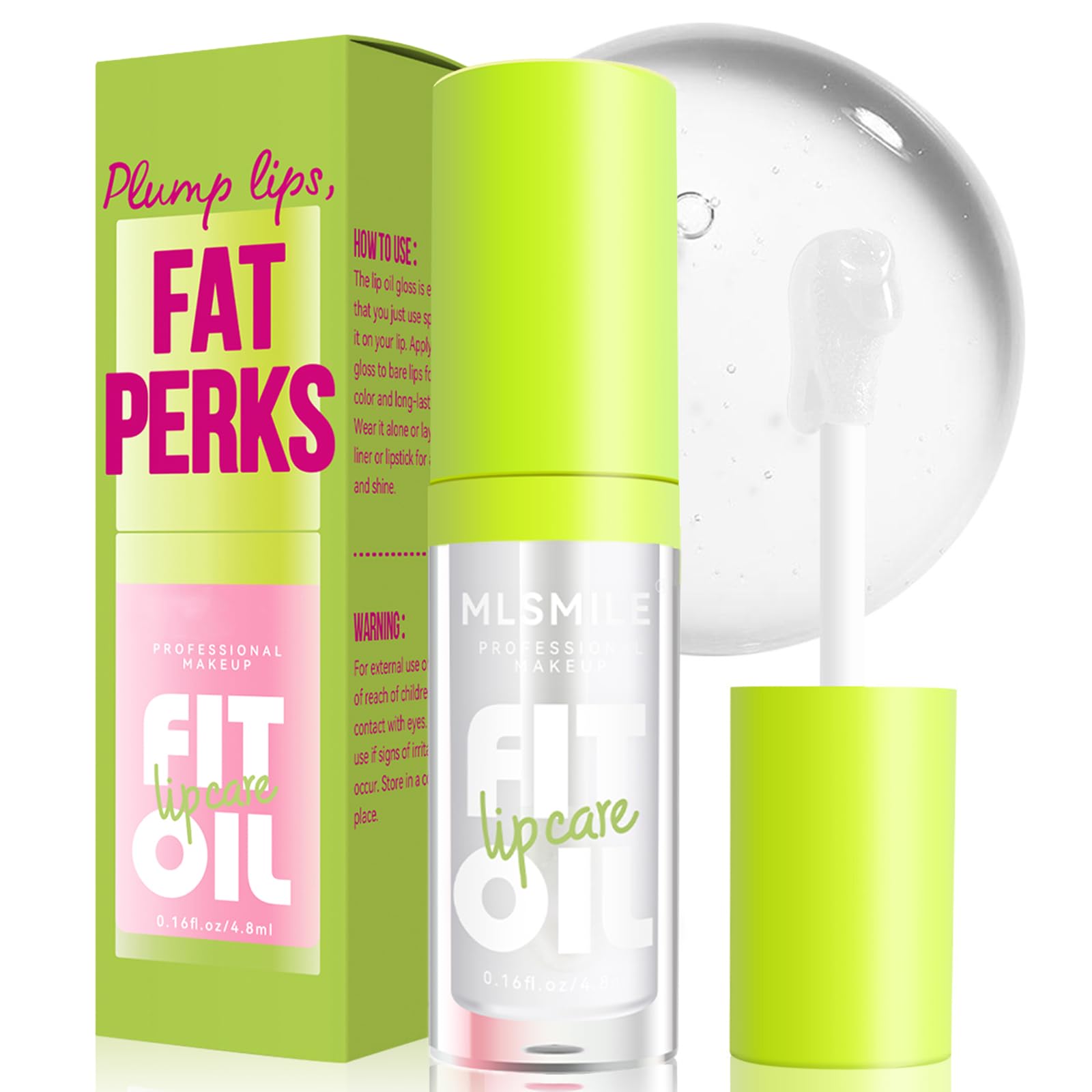 4 Colors Fat Oil Lip Gloss, Lip Oil Lip Glaze Hydrating Lip Glow Oil Big Brush Head Moisturizing Lip Gloss, Shiny Transparent Ti