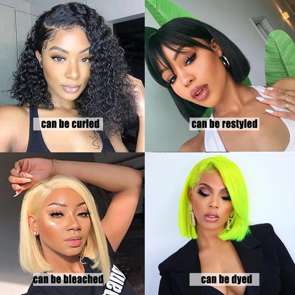 Karlami Short Bob Wigs Human Hair 5X5 Closure Wig Human Hair Brazilian Straight Bob Human Hair Wigs 150% Density Pre Plucked Wit