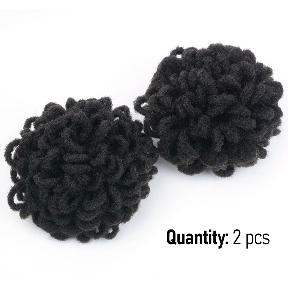 Kgbfass 2Pcs Locs Ponytail Drawstring Buns Loc Petal Bun Dreadlock Ponytail Braided Afro Puffs Faux Locs Bun Clip In On Braids P