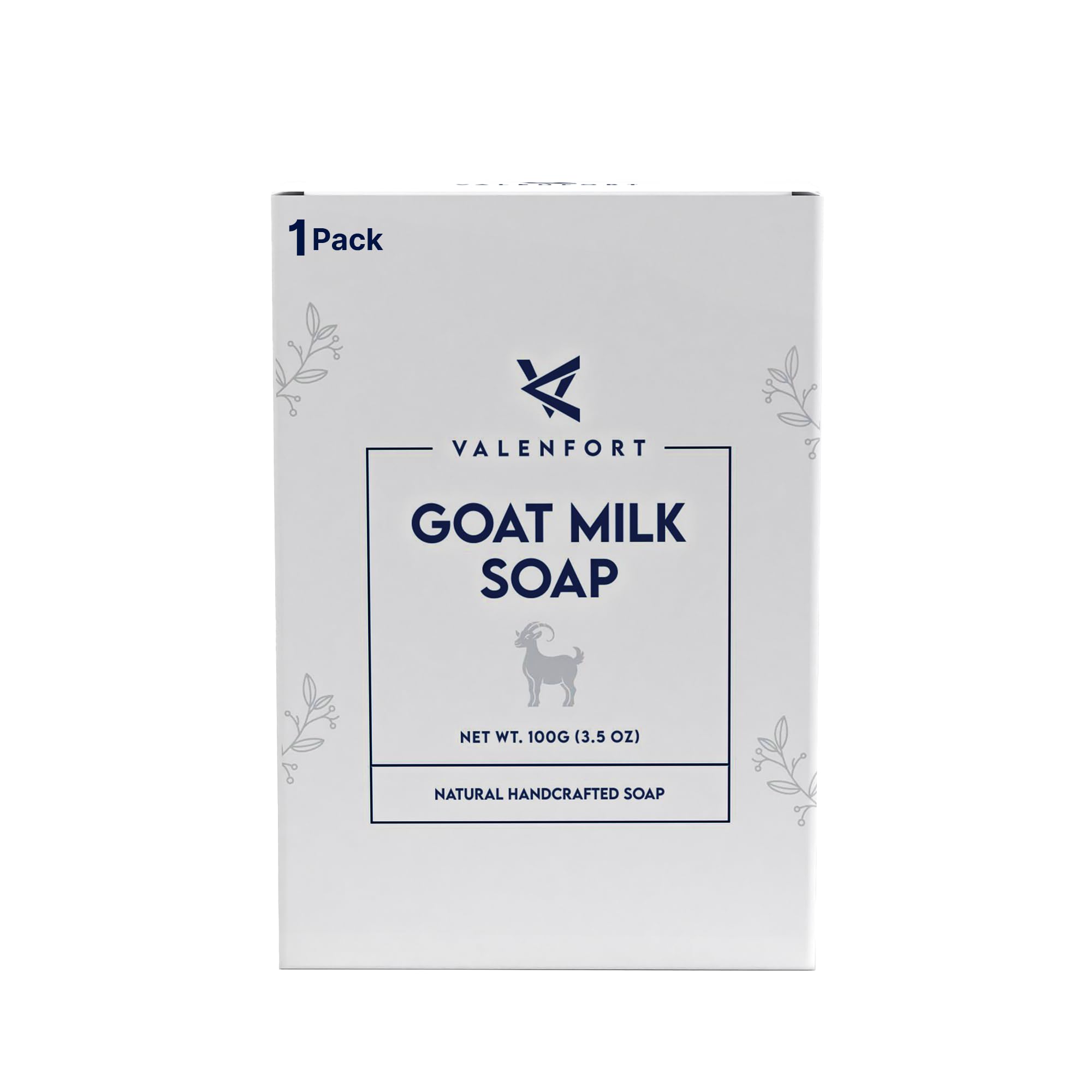 Valenfort Goat Milk Soap - Unscented | 3.5oz | Gentle, Handmade Bar for Face & Body - With Organic Oils, Shea Butter & Glycerin 