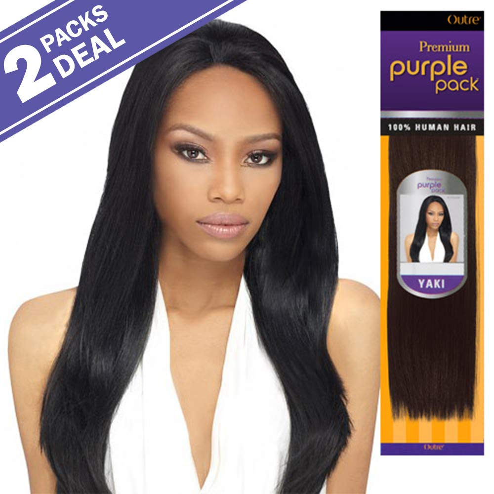 2-Pack Deals ! Outre Human Hair Weave Premium Purple Pack Yaki, 1, Size 10.0